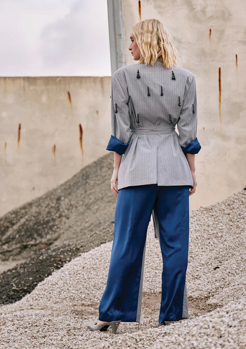 M.A. Dainty Chinchin Pants Grey Stripe #DTY04093