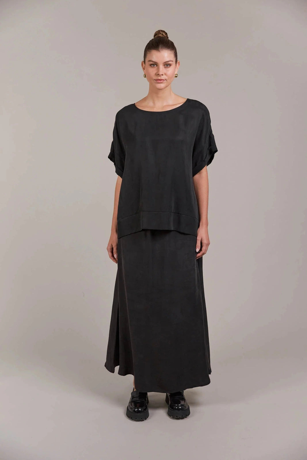 Eb & Ive Eden Relaxed Top Black OS