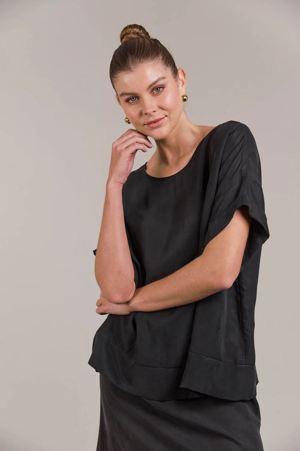 Eb & Ive Eden Relaxed Top Black OS