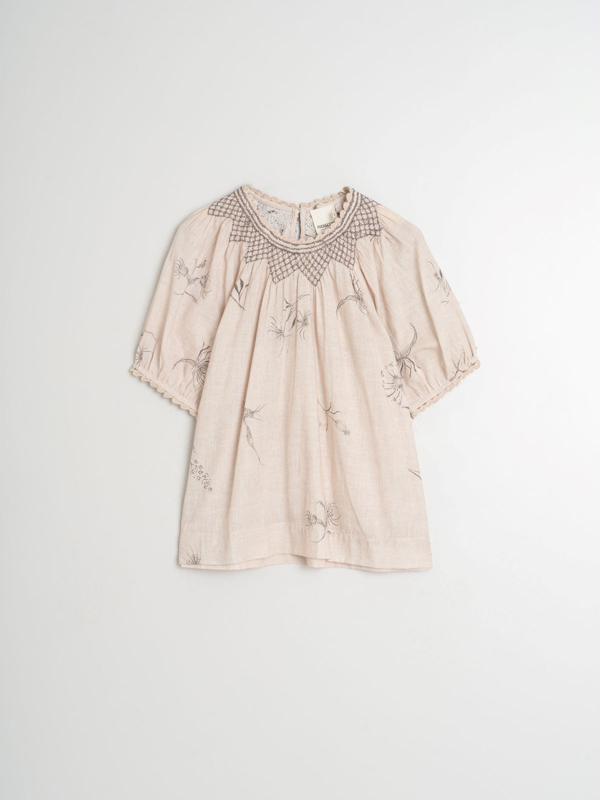 Indi & Cold AD166 Crochet Details Blouse Beige