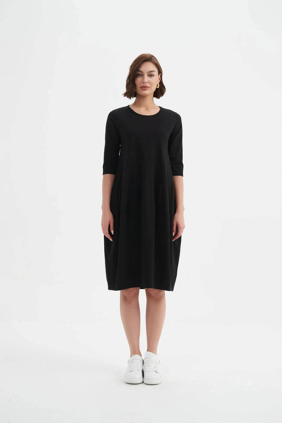 Tirelli Diagonal Seam Winter Dress Black