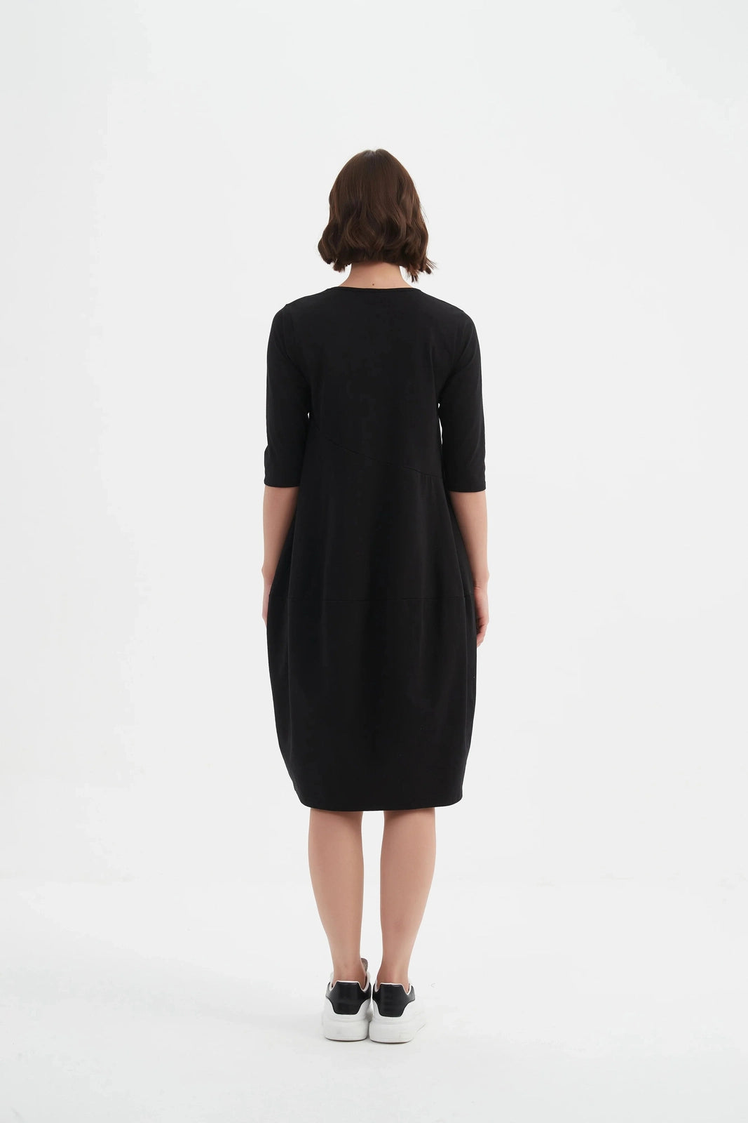 Tirelli Diagonal Seam Winter Dress Black