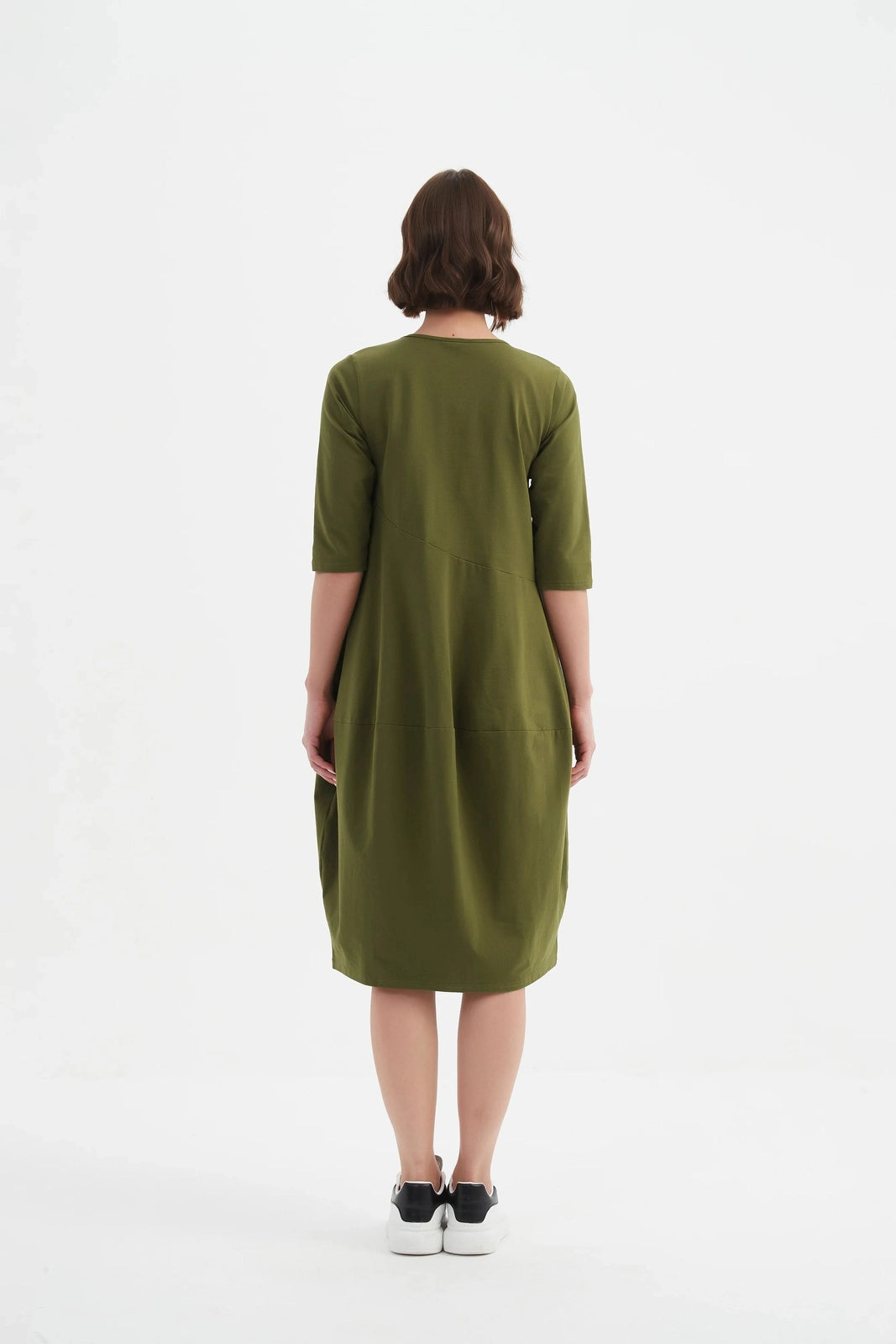 Tirelli Diagonal Seam Winter Dress Khaki