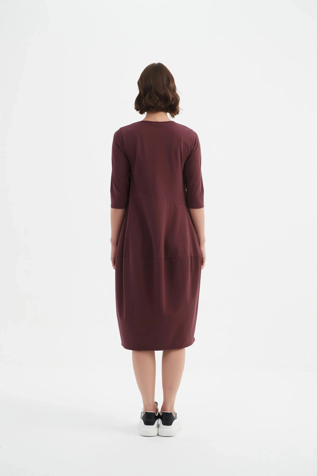 Tirelli Diagonal Seam Winter Dress Aubergine
