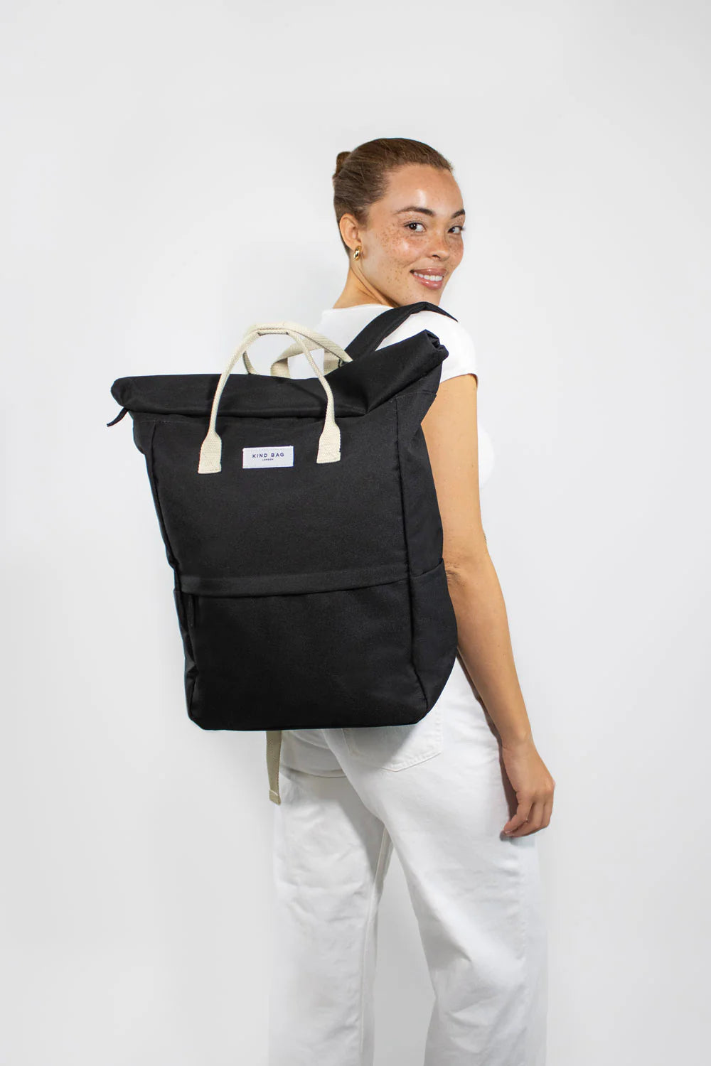 Kind Bag Large Hackney Backpack Pebble Black