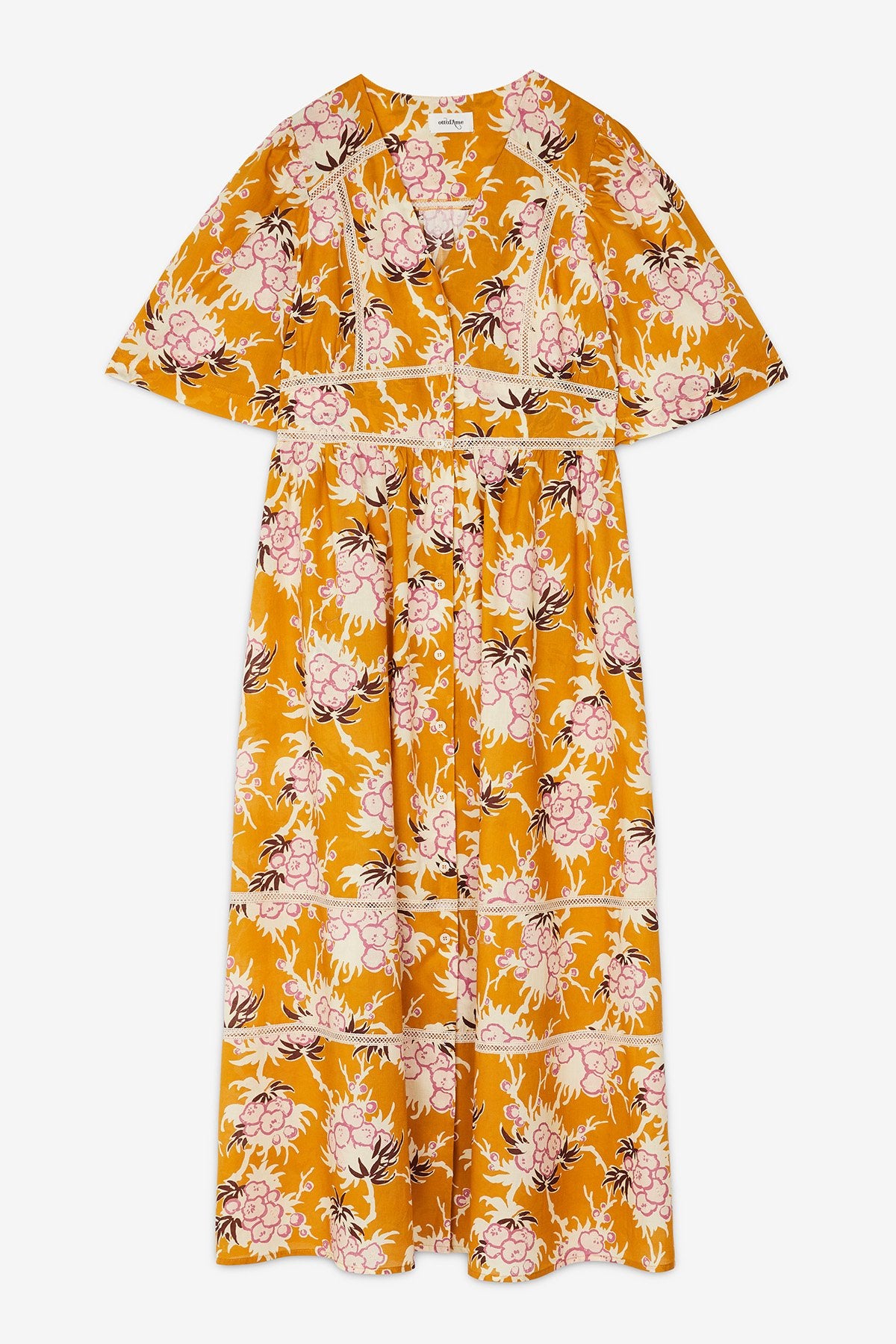 Otto D'Ame Printed Cotton Dress Saffron
