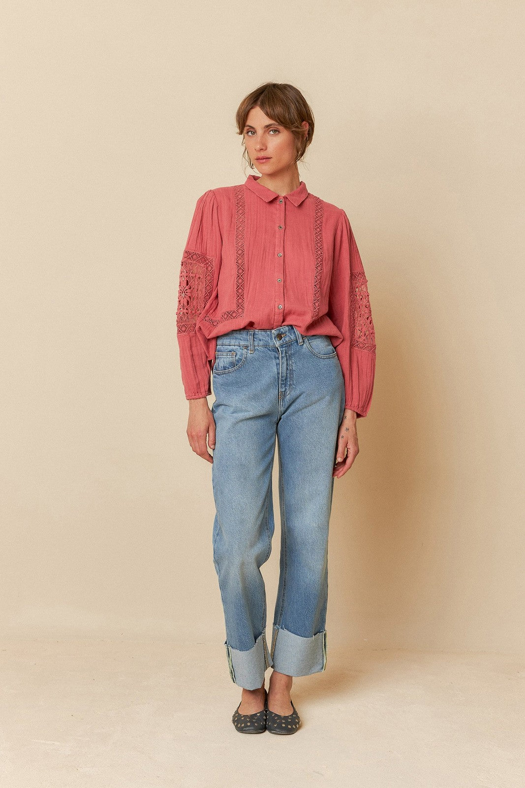 Indi & Cold BK207 Double Gauze Shirt Watermelon