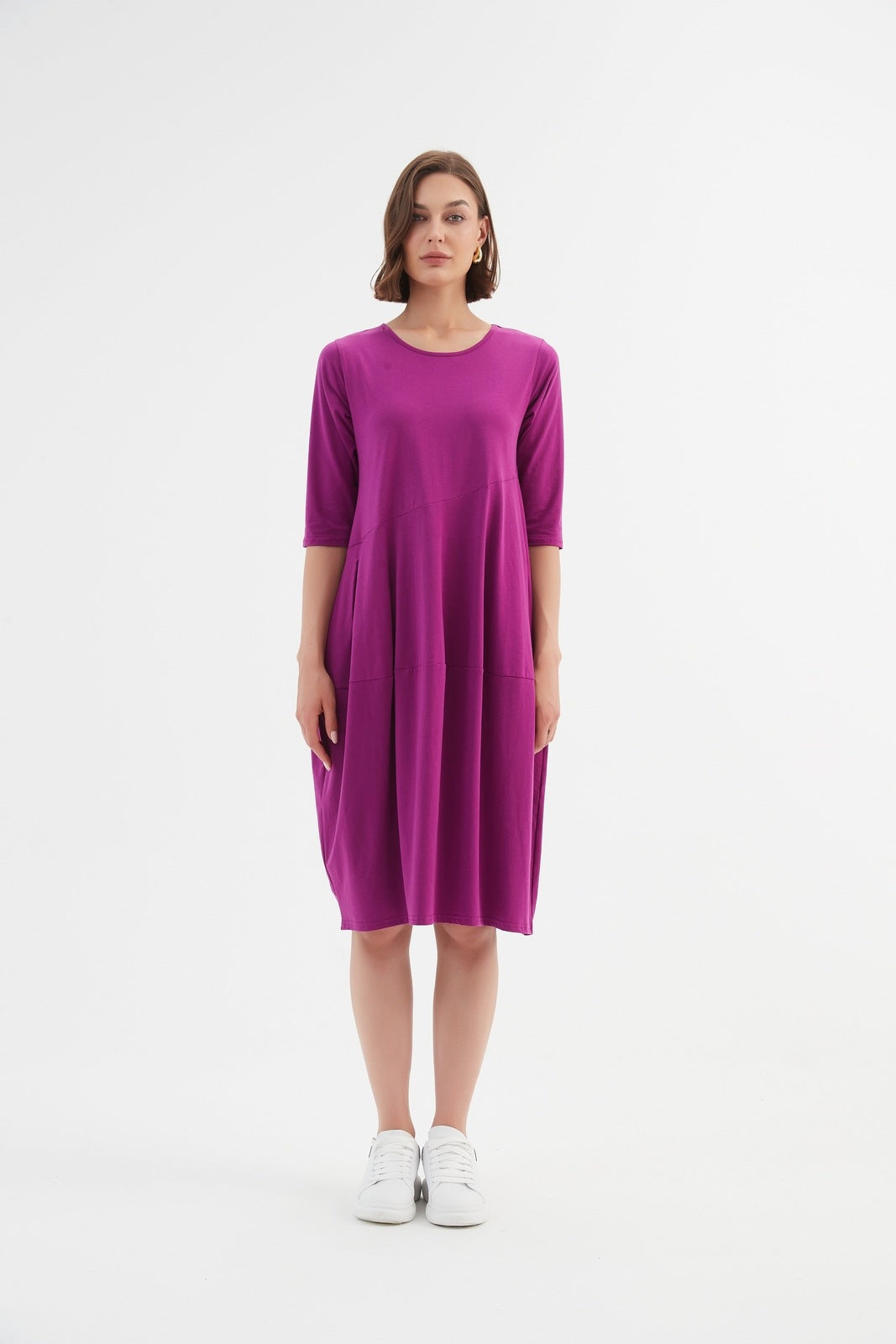 Tirelli Diagonal Seam Dress Fuchsia