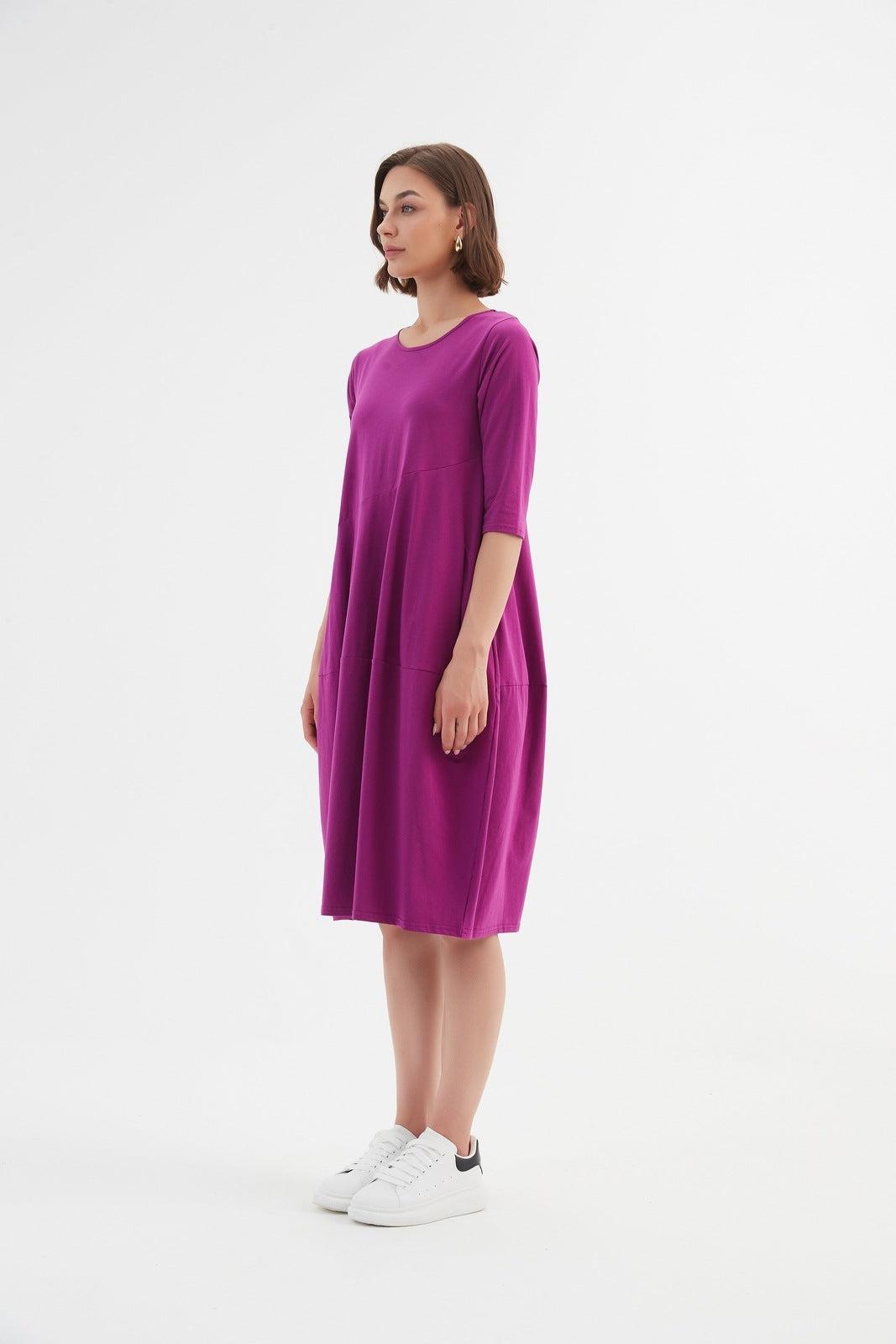 Tirelli Diagonal Seam Dress Fuchsia