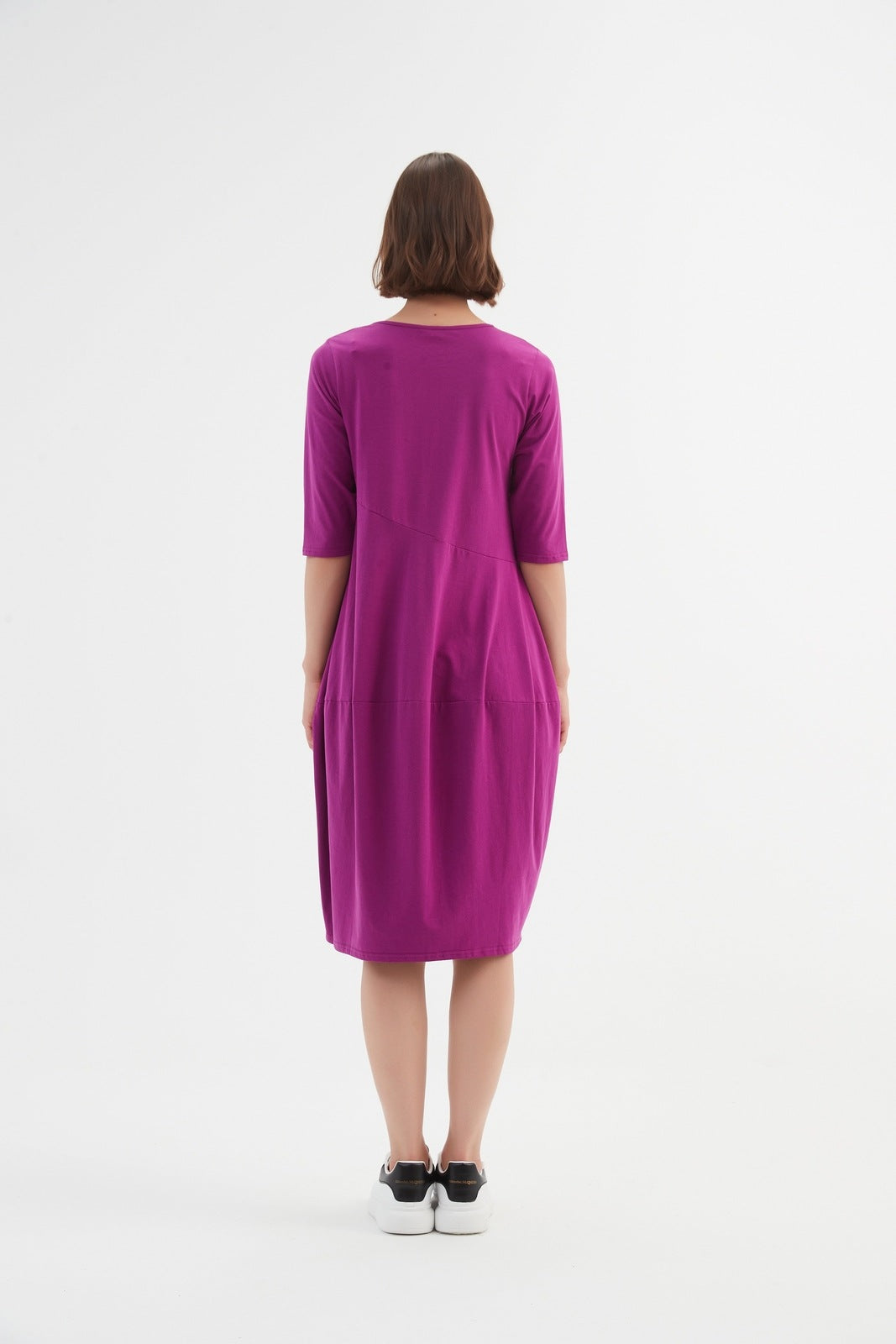 Tirelli Diagonal Seam Dress Fuchsia