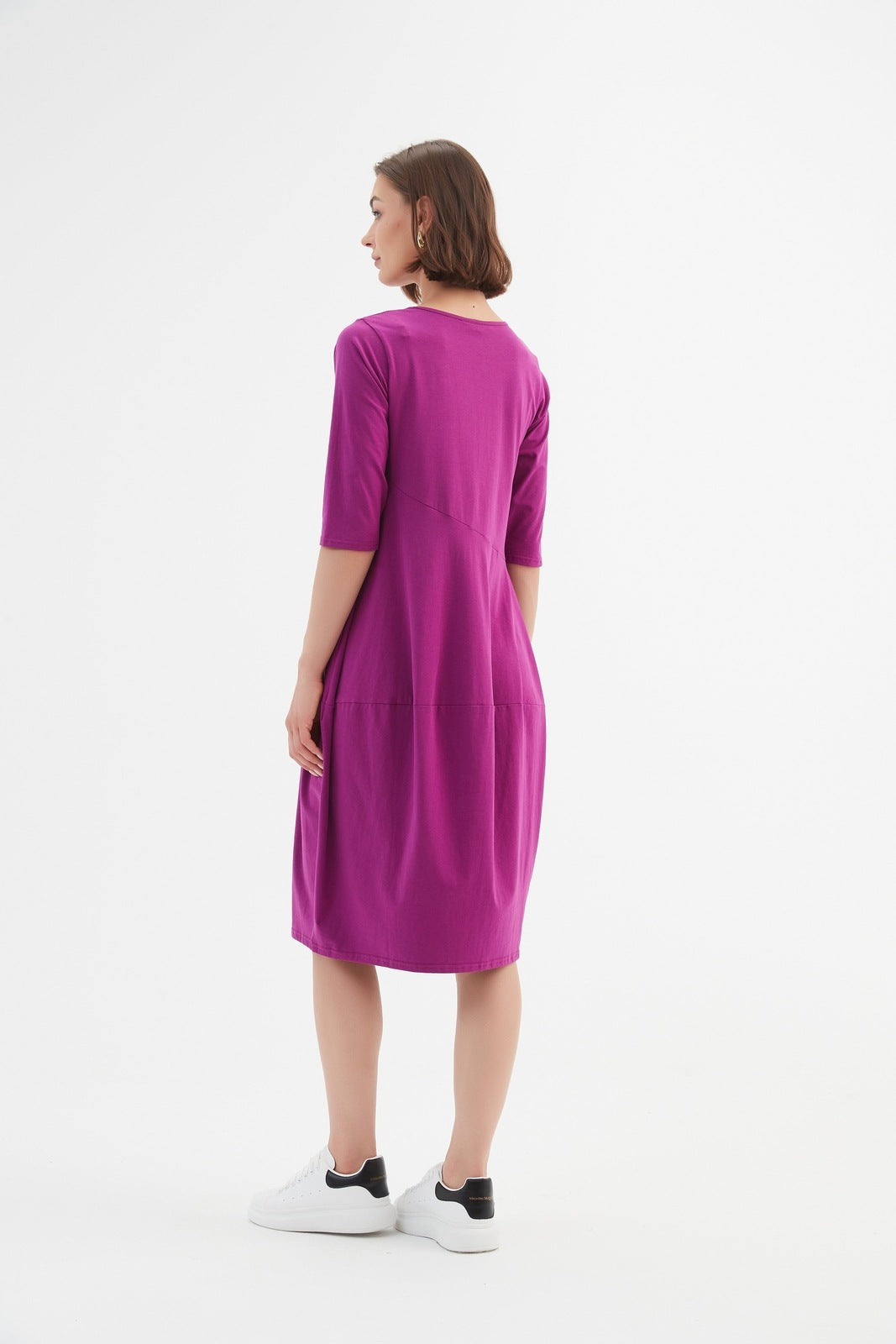 Tirelli Diagonal Seam Dress Fuchsia