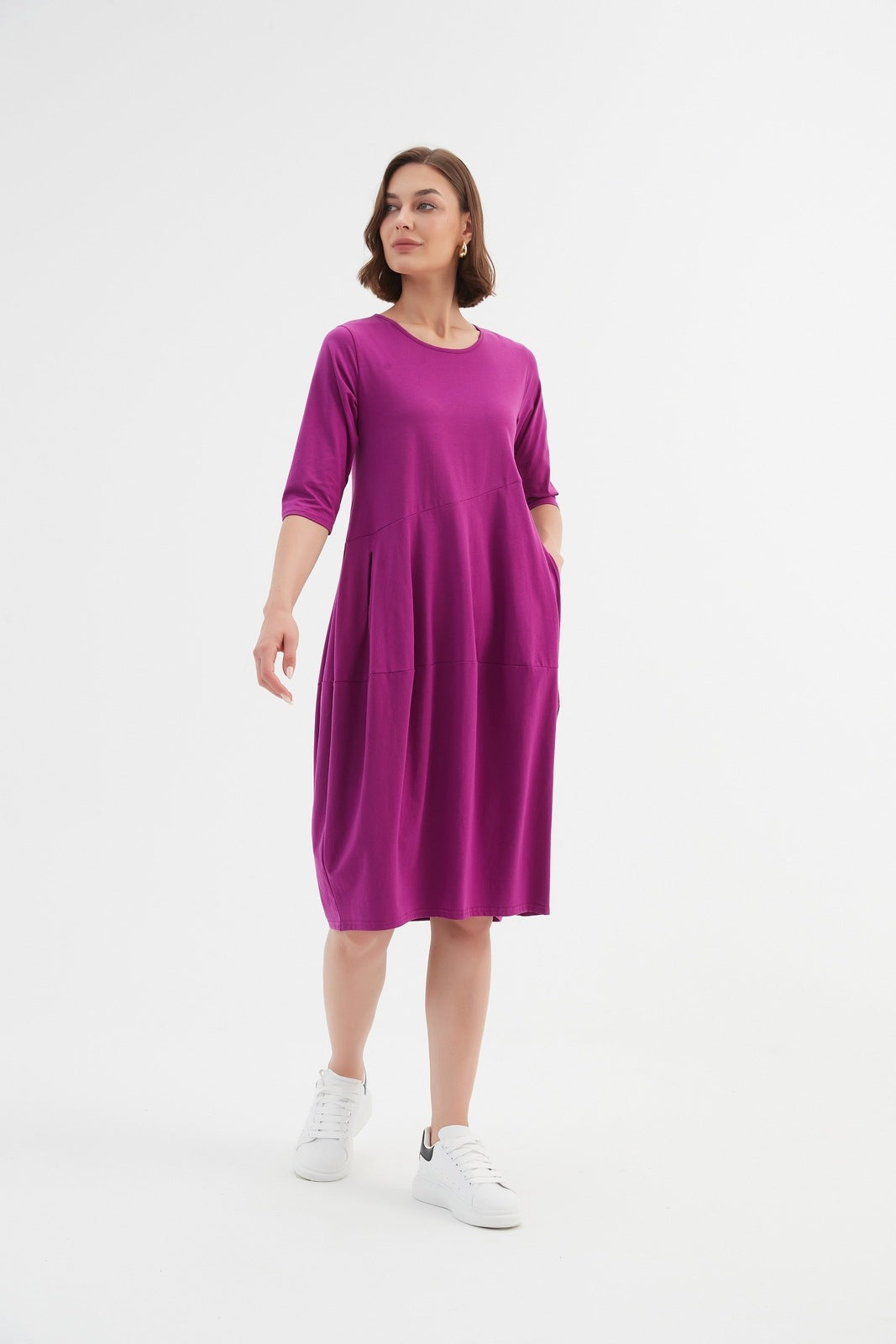 Tirelli Diagonal Seam Dress Fuchsia
