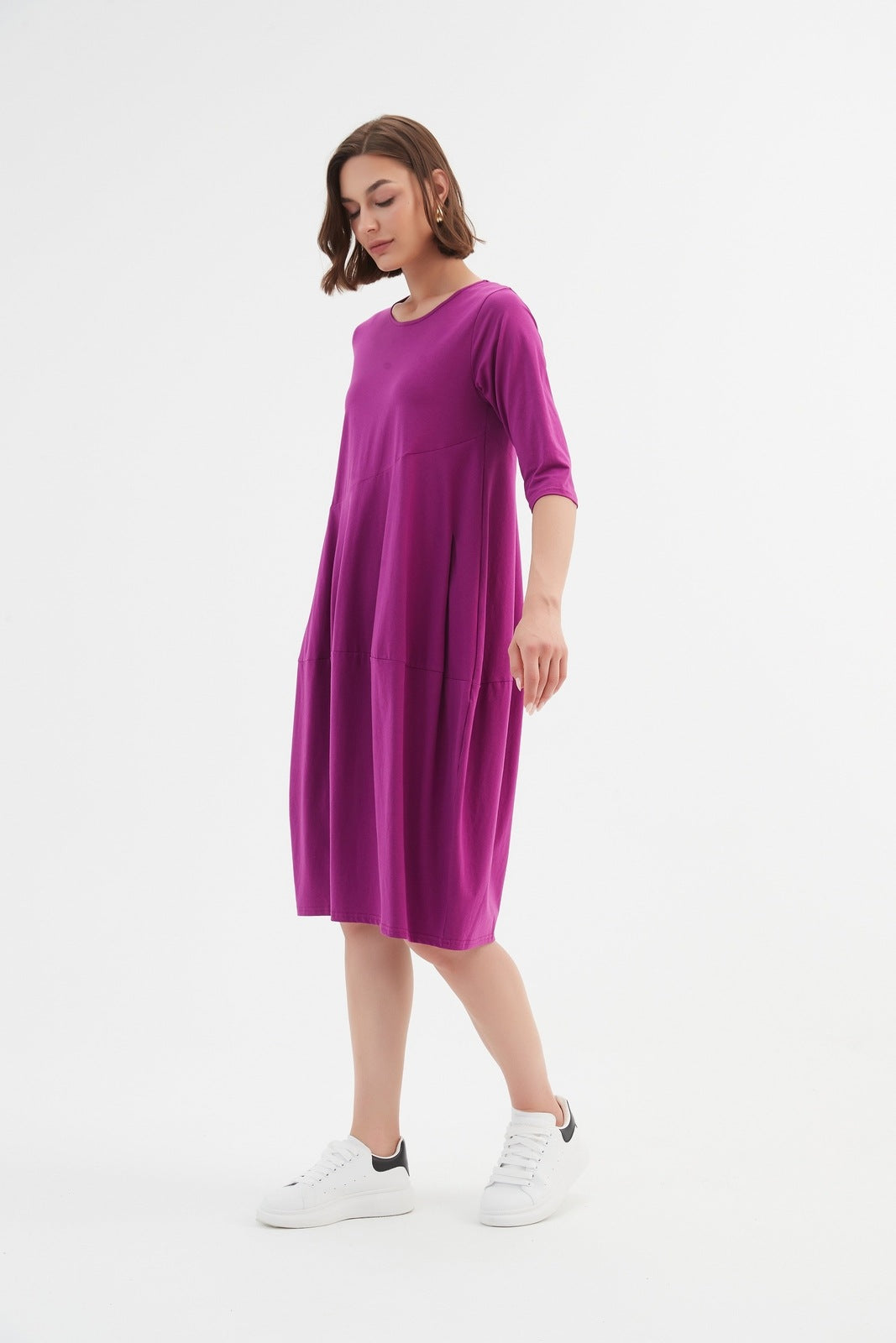 Tirelli Diagonal Seam Dress Fuchsia