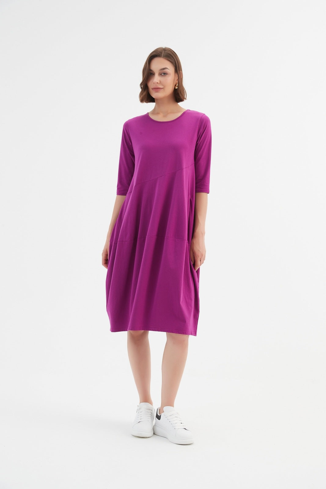 Tirelli Diagonal Seam Dress Fuchsia