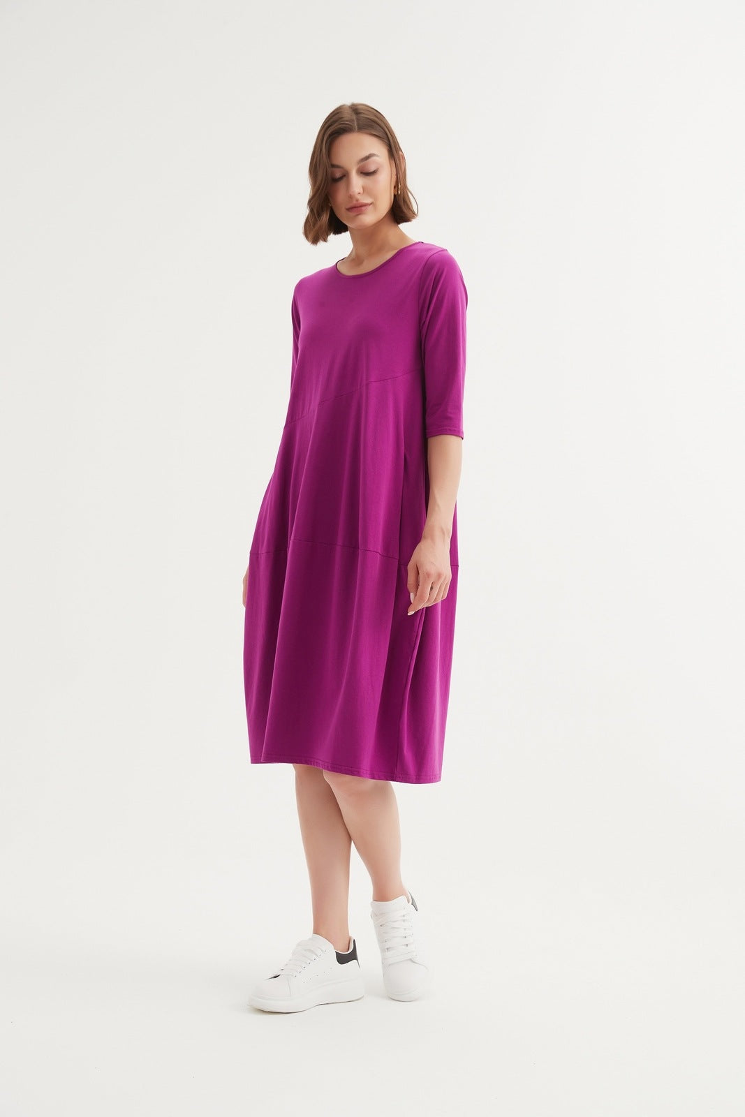 Tirelli Diagonal Seam Dress Fuchsia