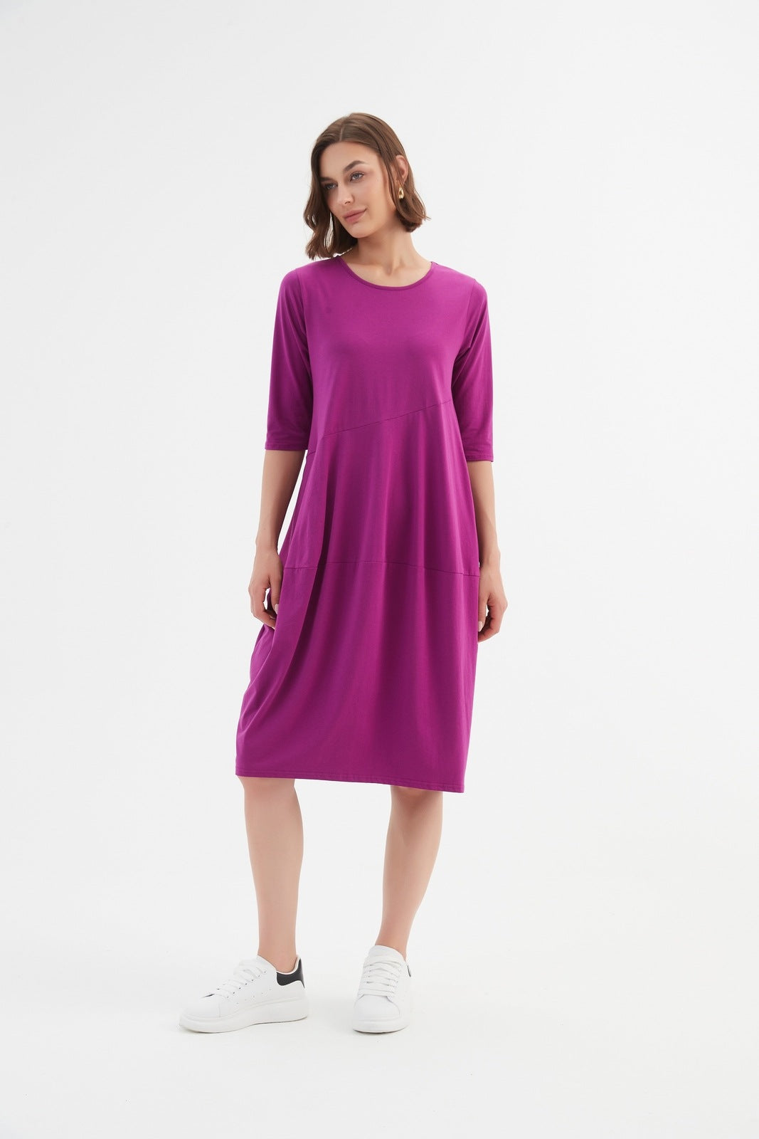 Tirelli Diagonal Seam Dress Fuchsia