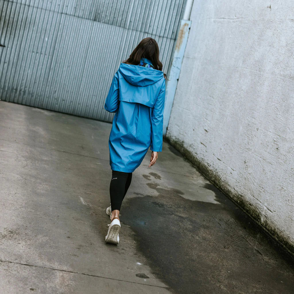 Moke Billie Raincoat Imperial Blue with Night Bloom Evie Kemp
