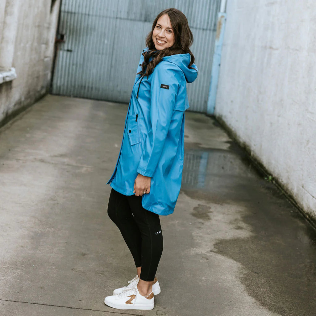 Moke Billie Raincoat Imperial Blue with Night Bloom Evie Kemp
