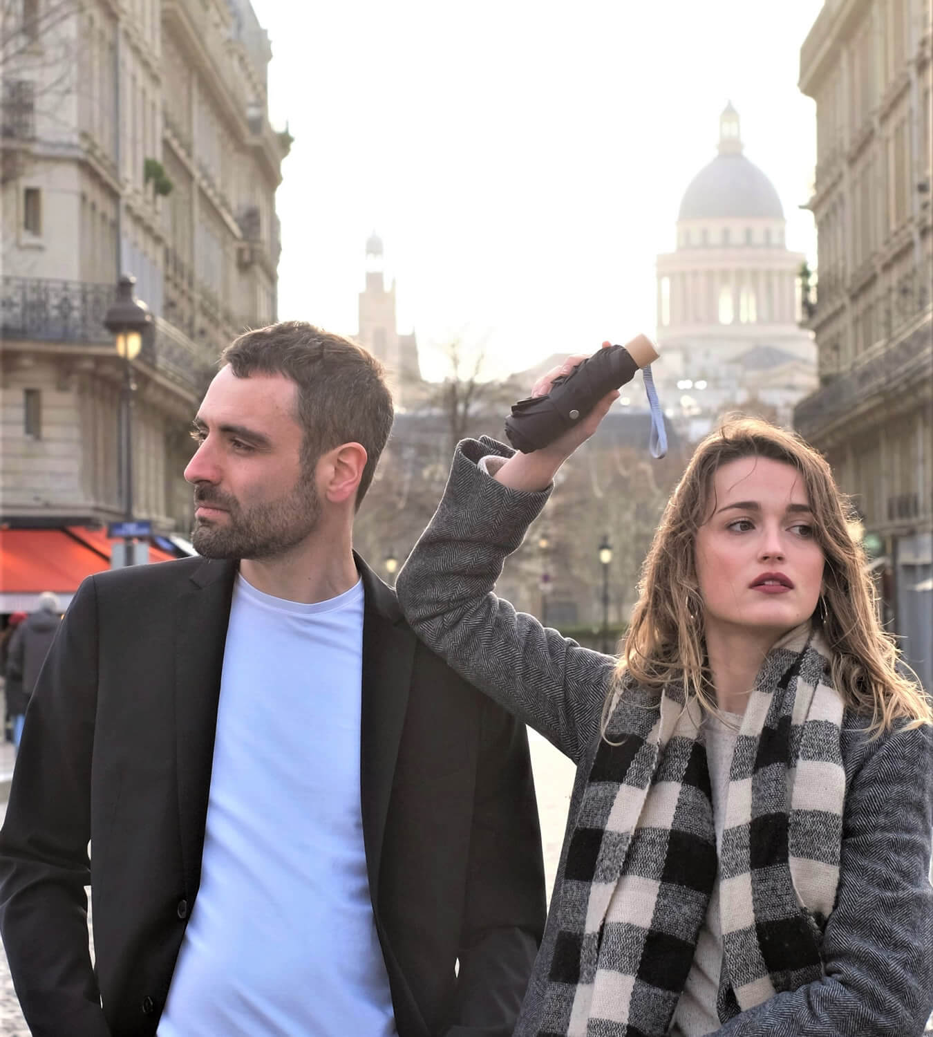 Anatole Striped Yellow Micro-Umbrella White Stripes GABIN