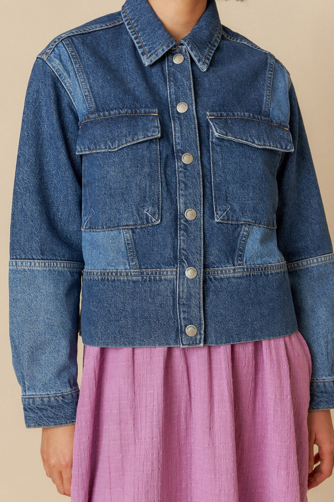 Indi & Cold DD255 Bicolor Patch Jacket Denim