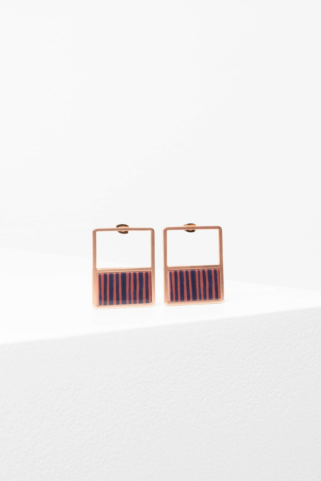 Elk Dalli Earring Bronze Teal Paint Stripe