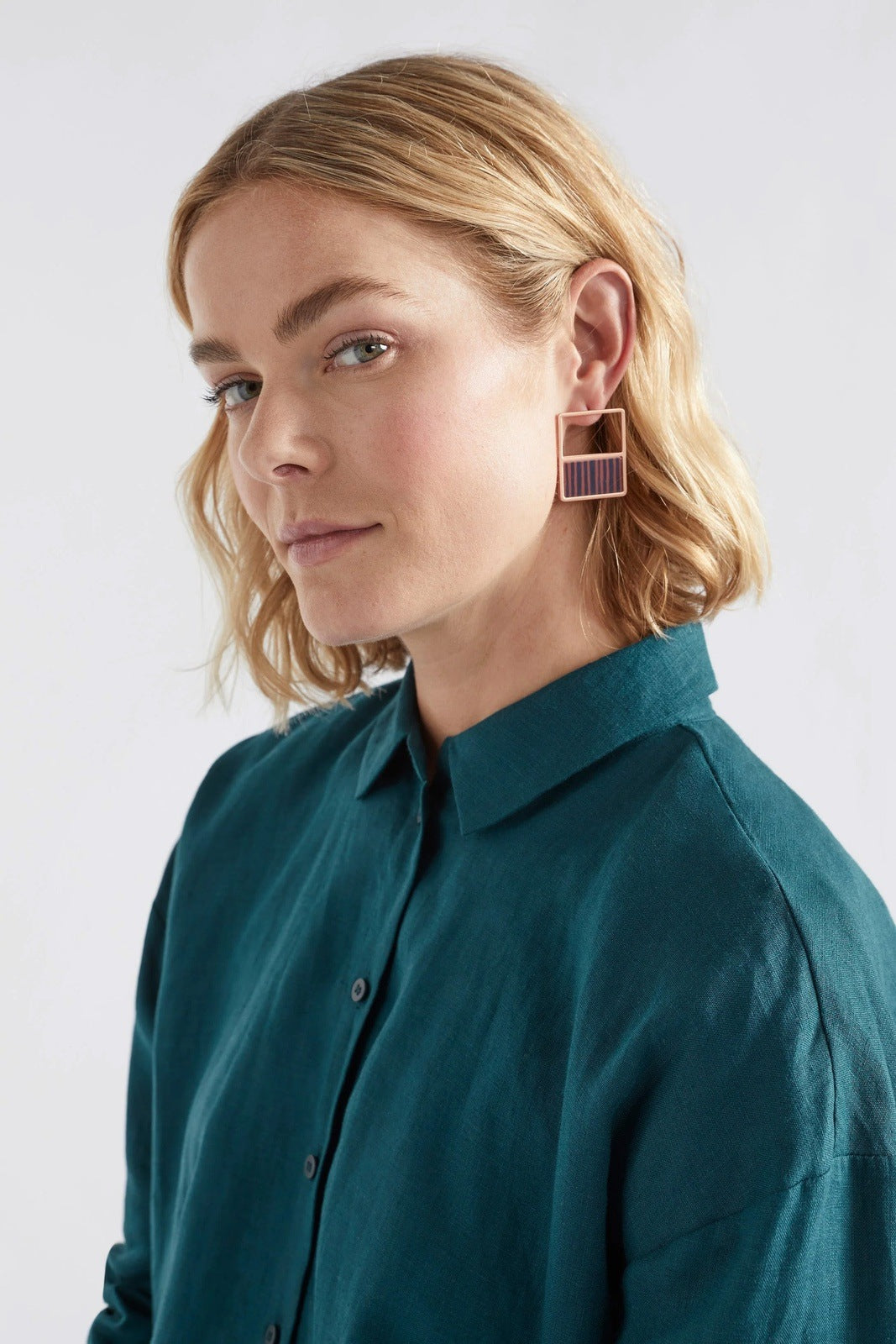 Elk Dalli Earring Bronze Teal Paint Stripe