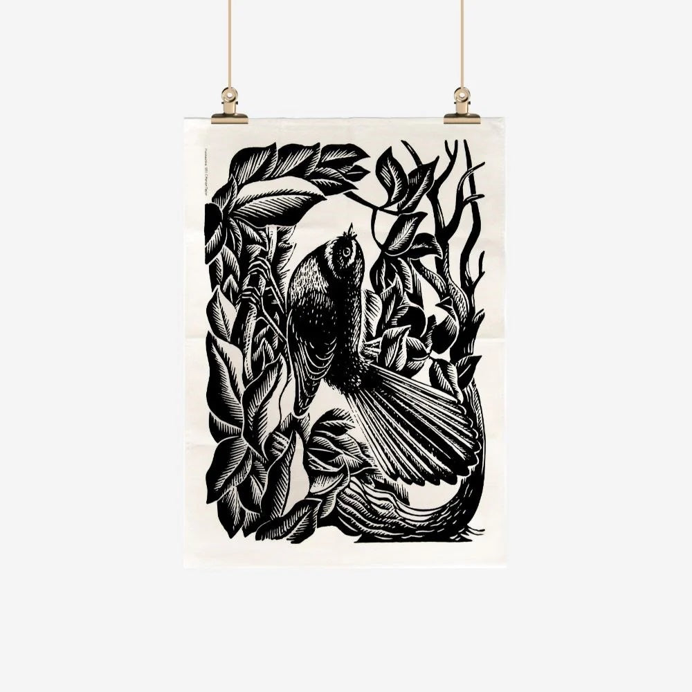 E. Mervyn Taylor 100% Cotton Tea Towel Piwakawaka