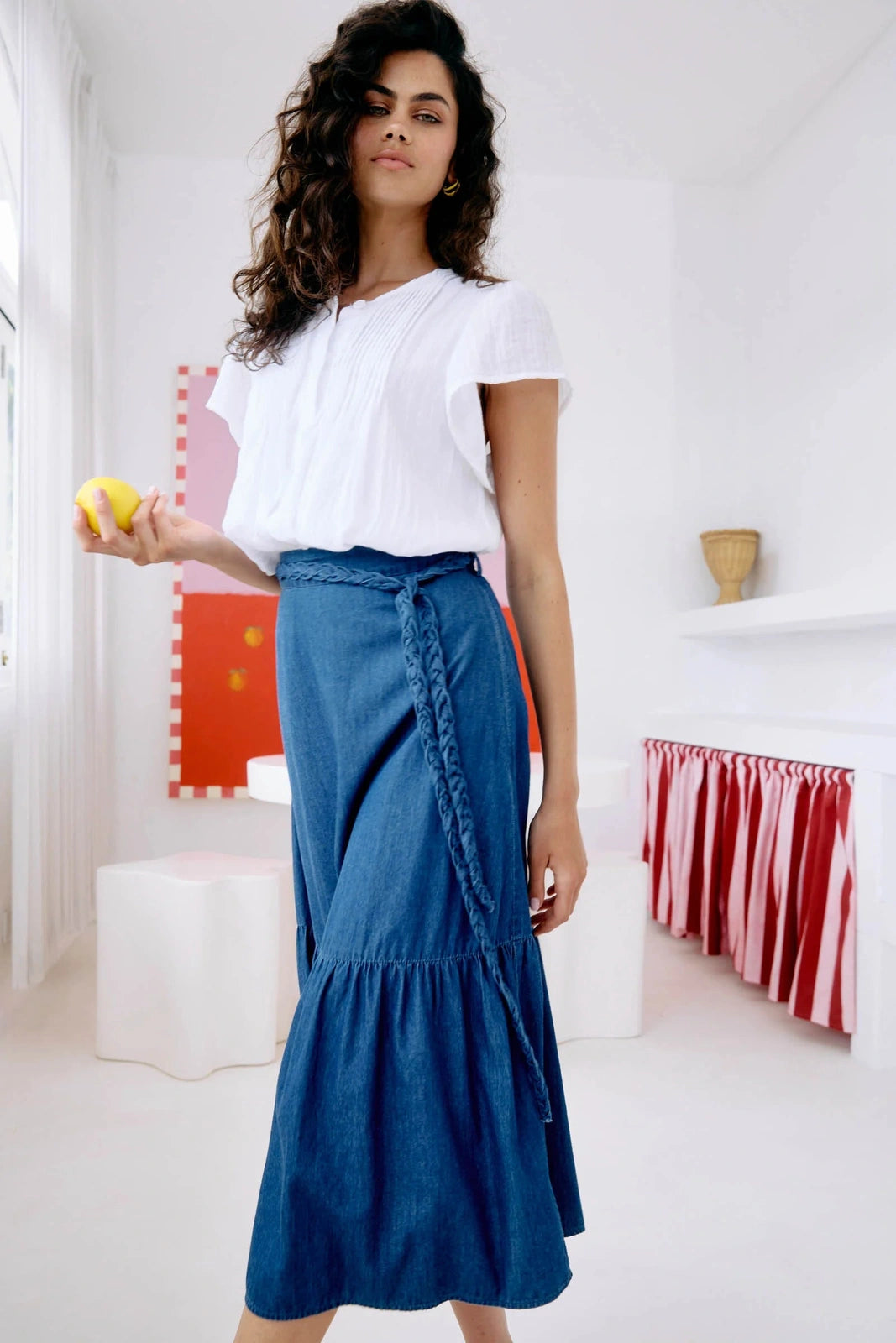 Eb & Ive Orsula Button Top White