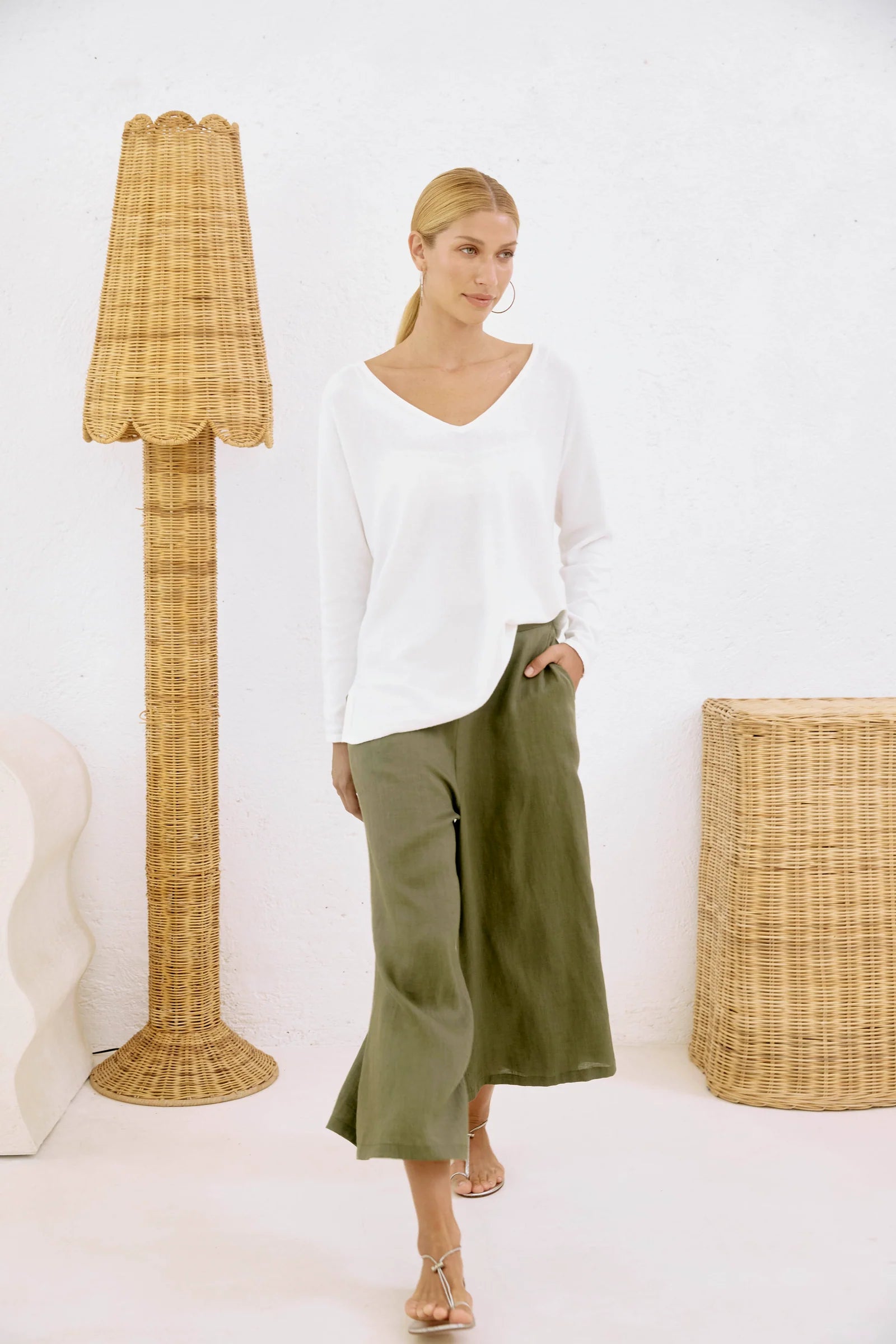 Eb & Ive Studio Crop Pant Khaki