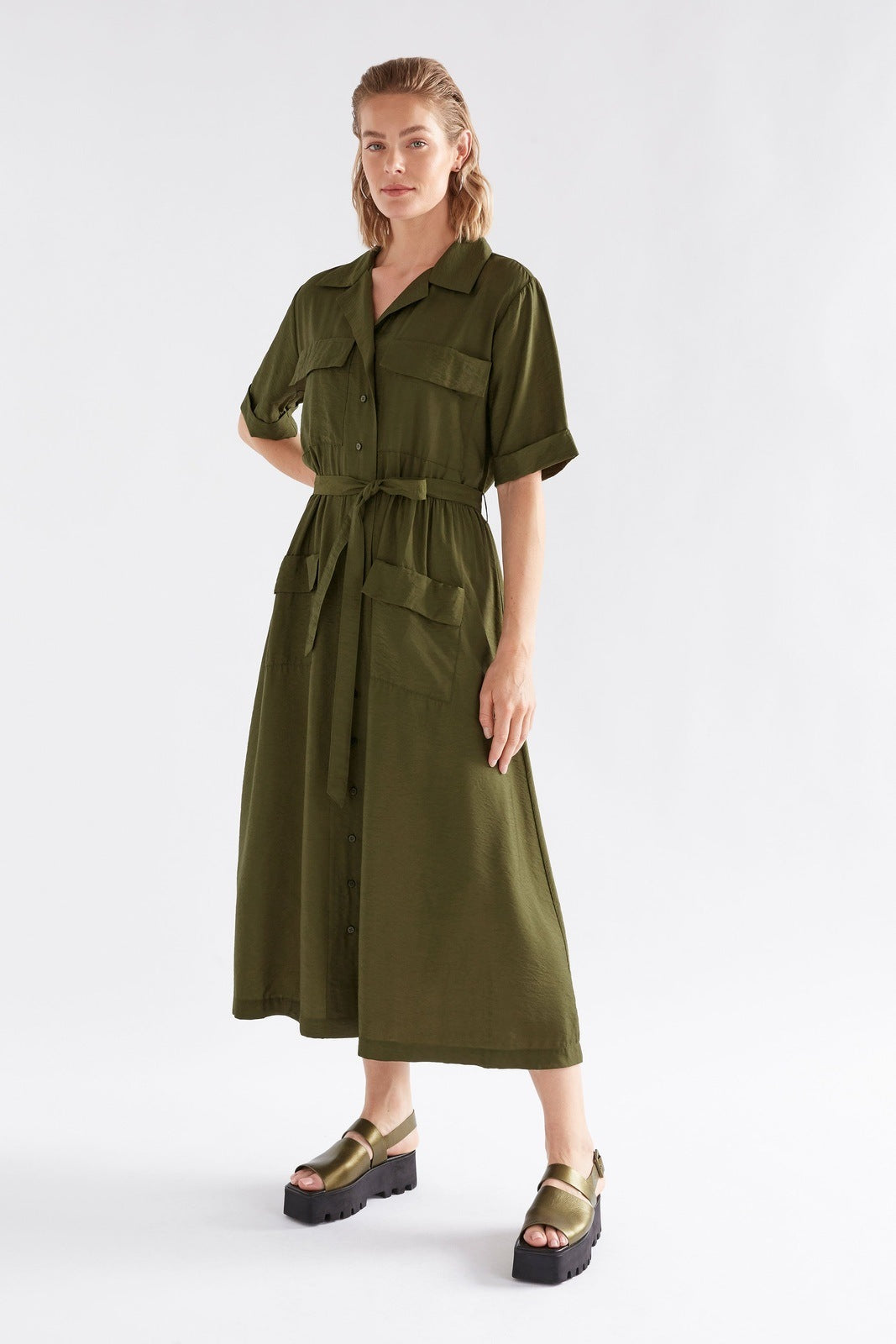 Elk Eine Shirt Dress Bright Olive