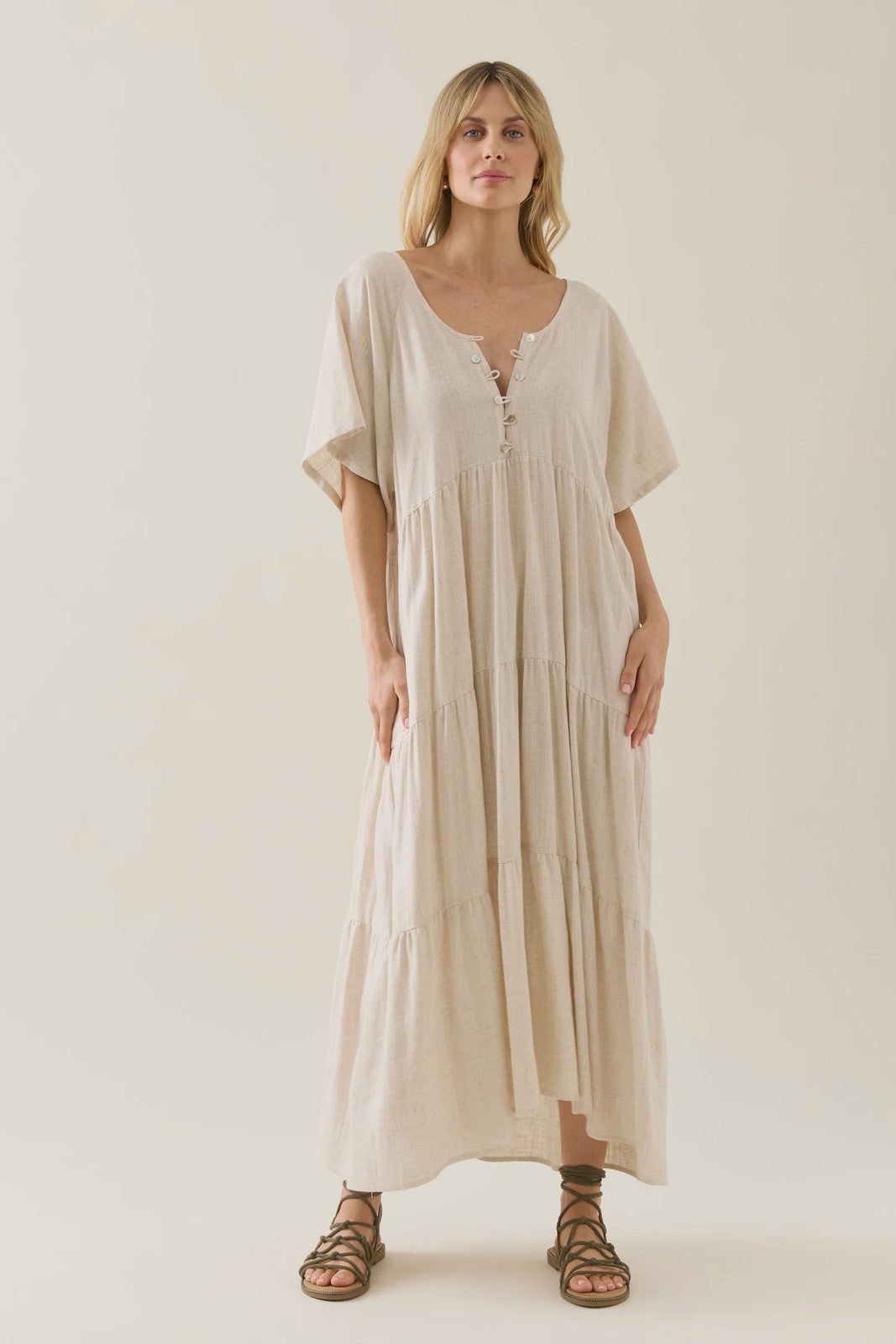 Isle of Mine Ingrid Tiered Maxi Dress Canvas