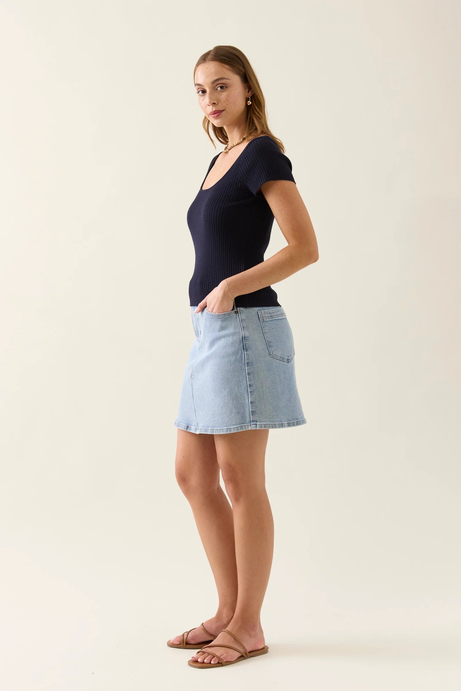 Isle of Mine Adele Knit Tshirt Navy