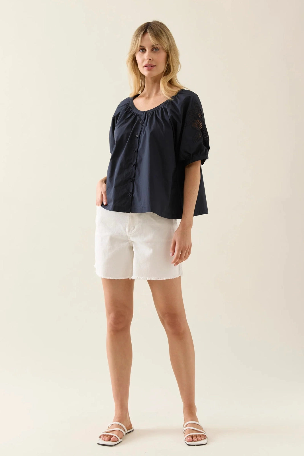 Isle of Mine Nilsa Button Top Navy