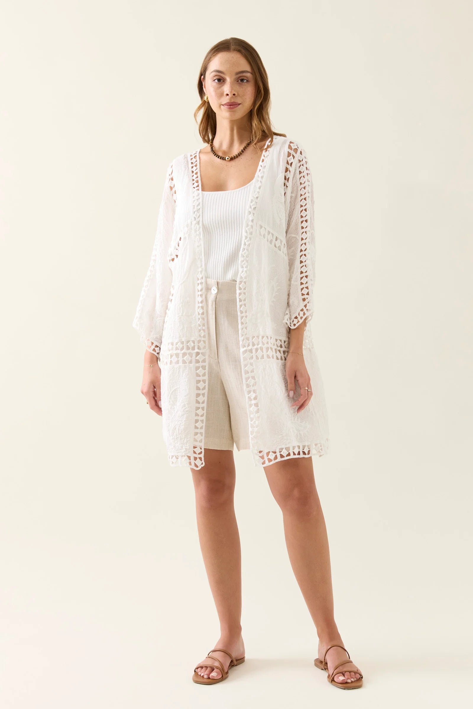Isle of Mine Oline Lace Kimono One Size Lotus