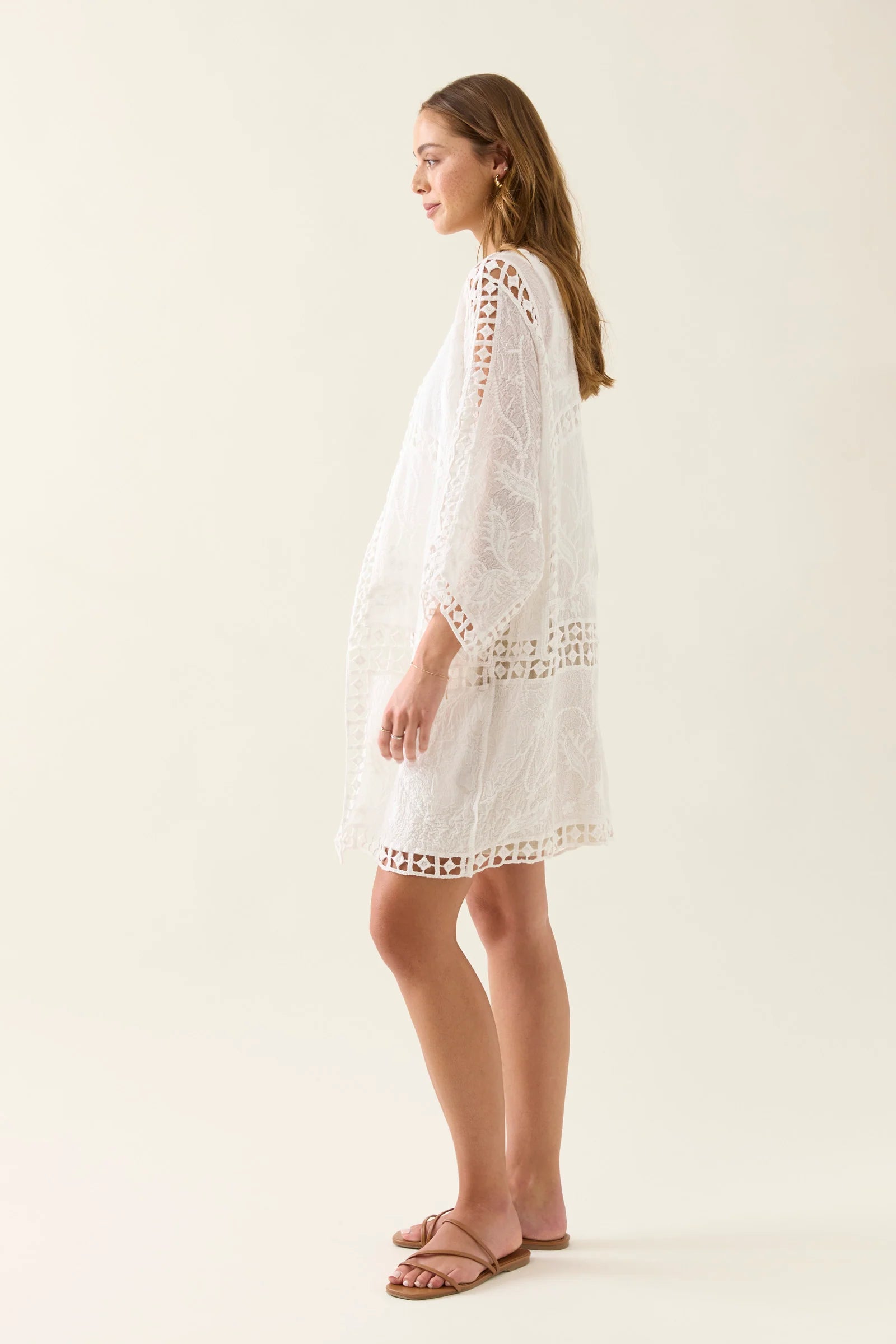Isle of Mine Oline Lace Kimono One Size Lotus