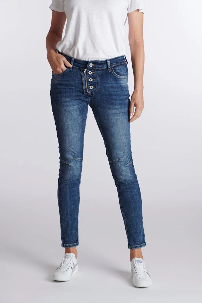 Italian Star Button Jean Denim Dark Wash
