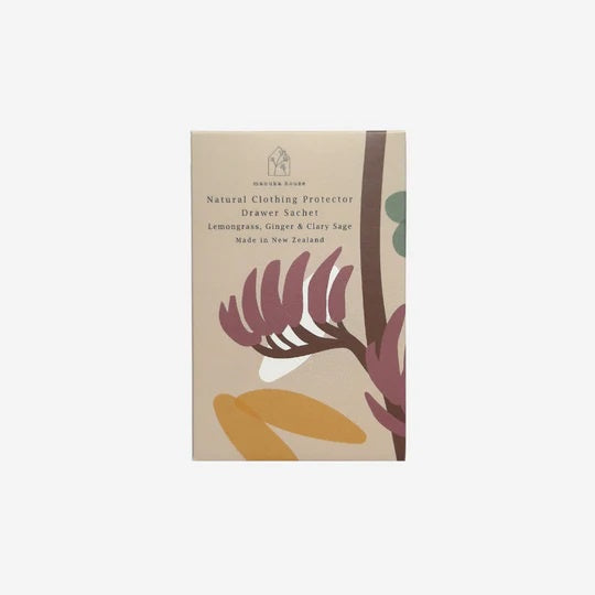 Manuka House Natural Clothing Protector Wardrobe Sachet Lemongrass, Ginger & Clary Sage - Native