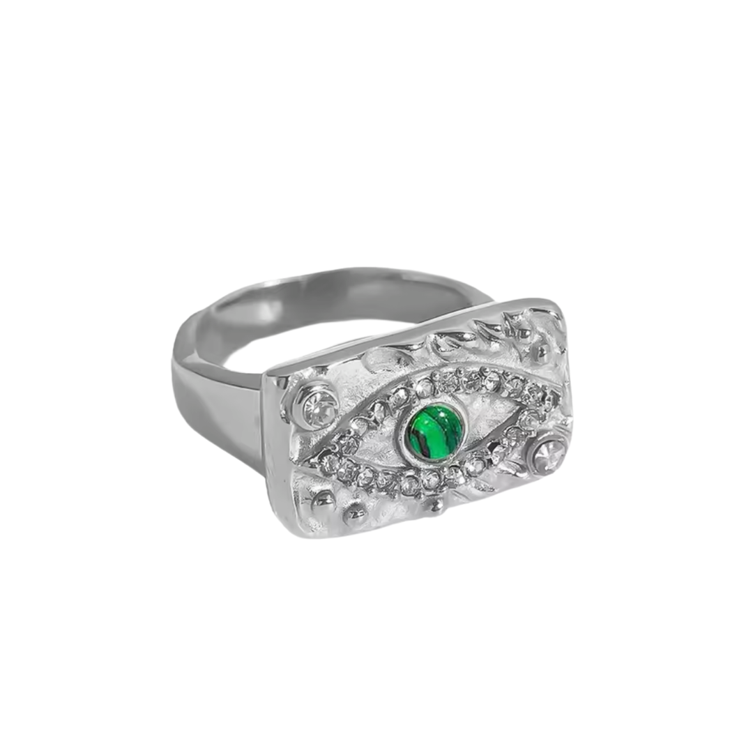 Mē the Label Emerald Eye Ring Silver
