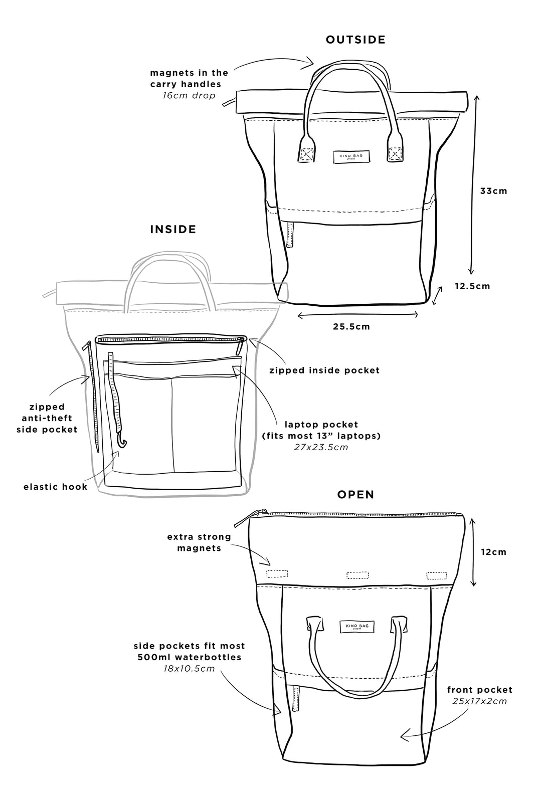 Kind Bag Medium Hackney Backpack Cocoa Brown