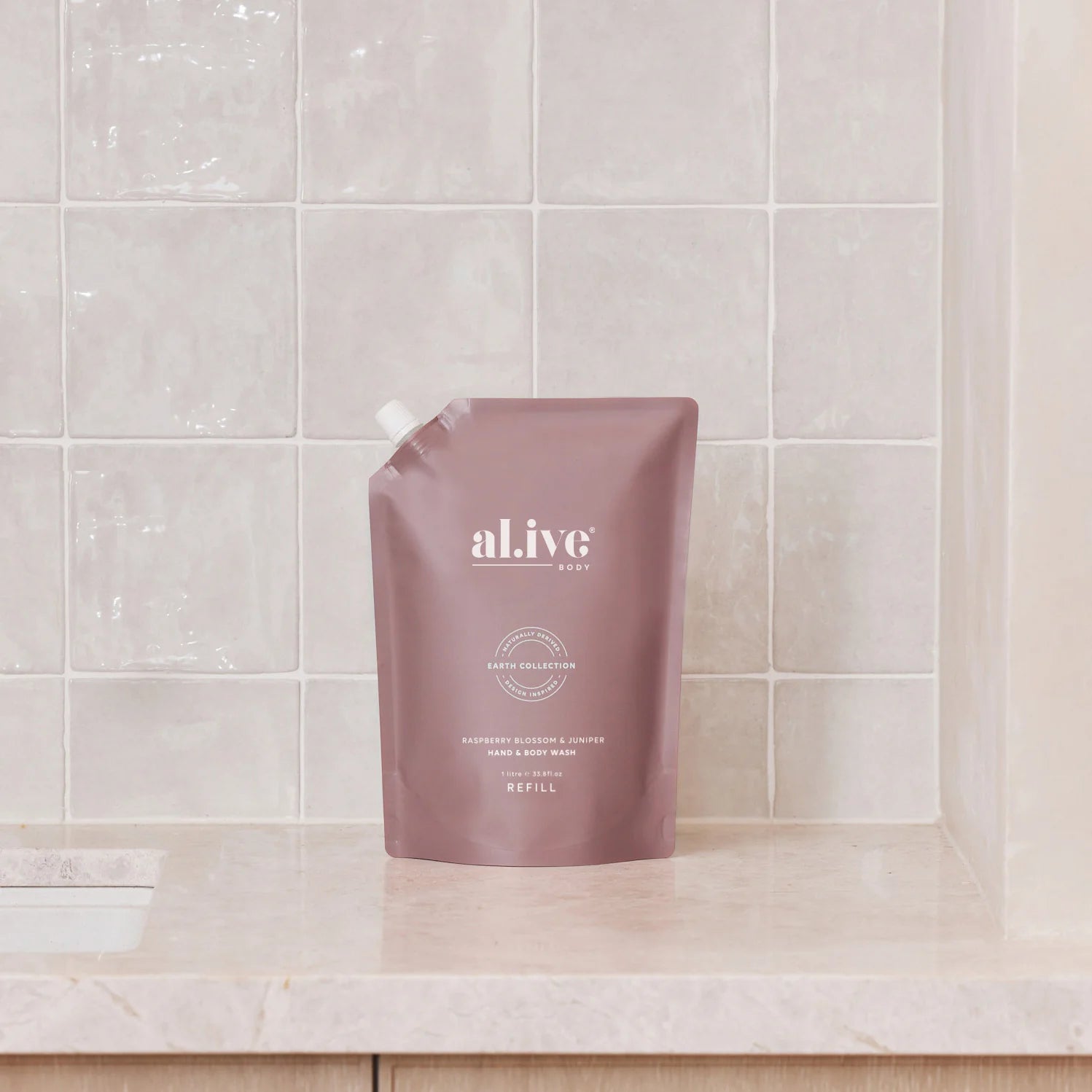 al.ive Hand + Body Wash 1 Ltr Refill: Raspberry Blossom + Juniper