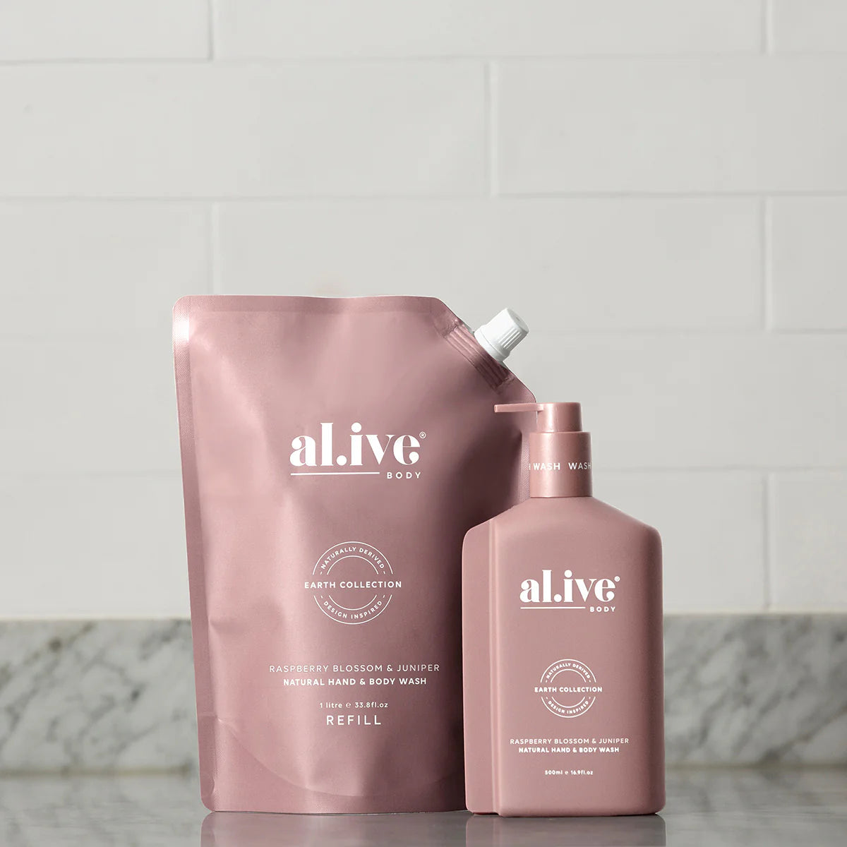 al.ive Hand + Body Wash 1 Ltr Refill: Raspberry Blossom + Juniper