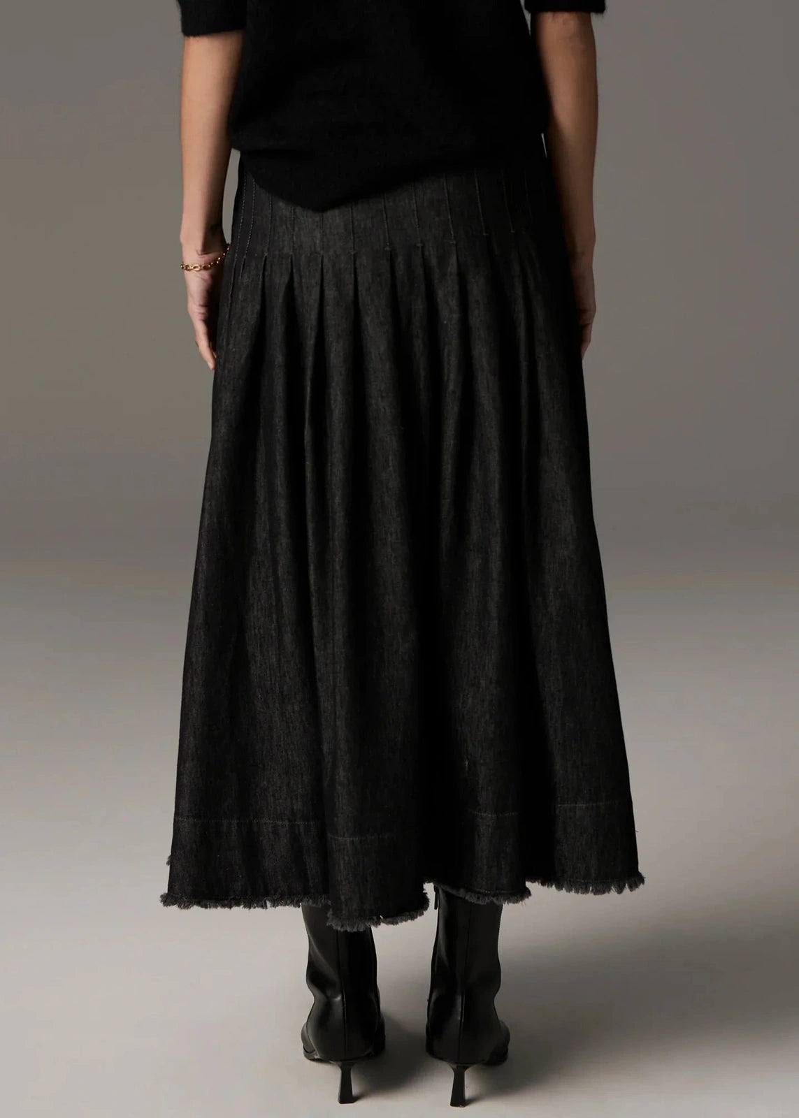 POL Reece Skirt Denim Black Wash