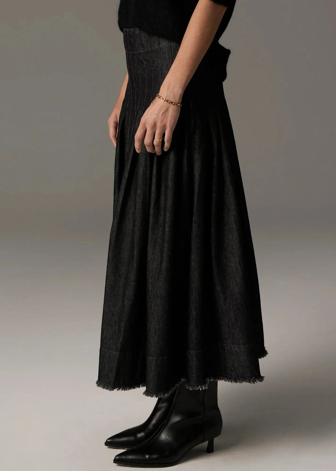 POL Reece Skirt Denim Black Wash