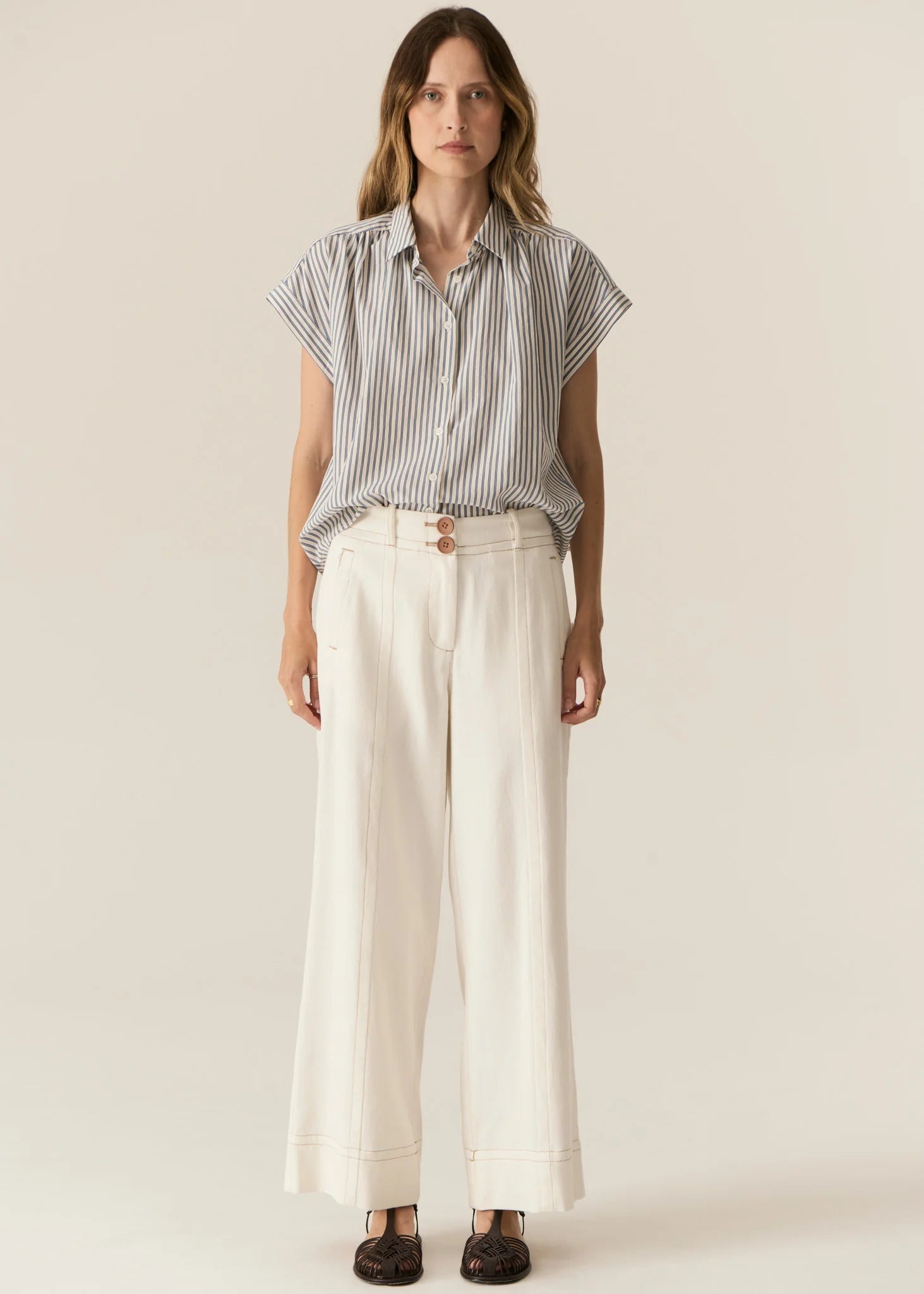 Pol Carsen Full Length Pant Ecru