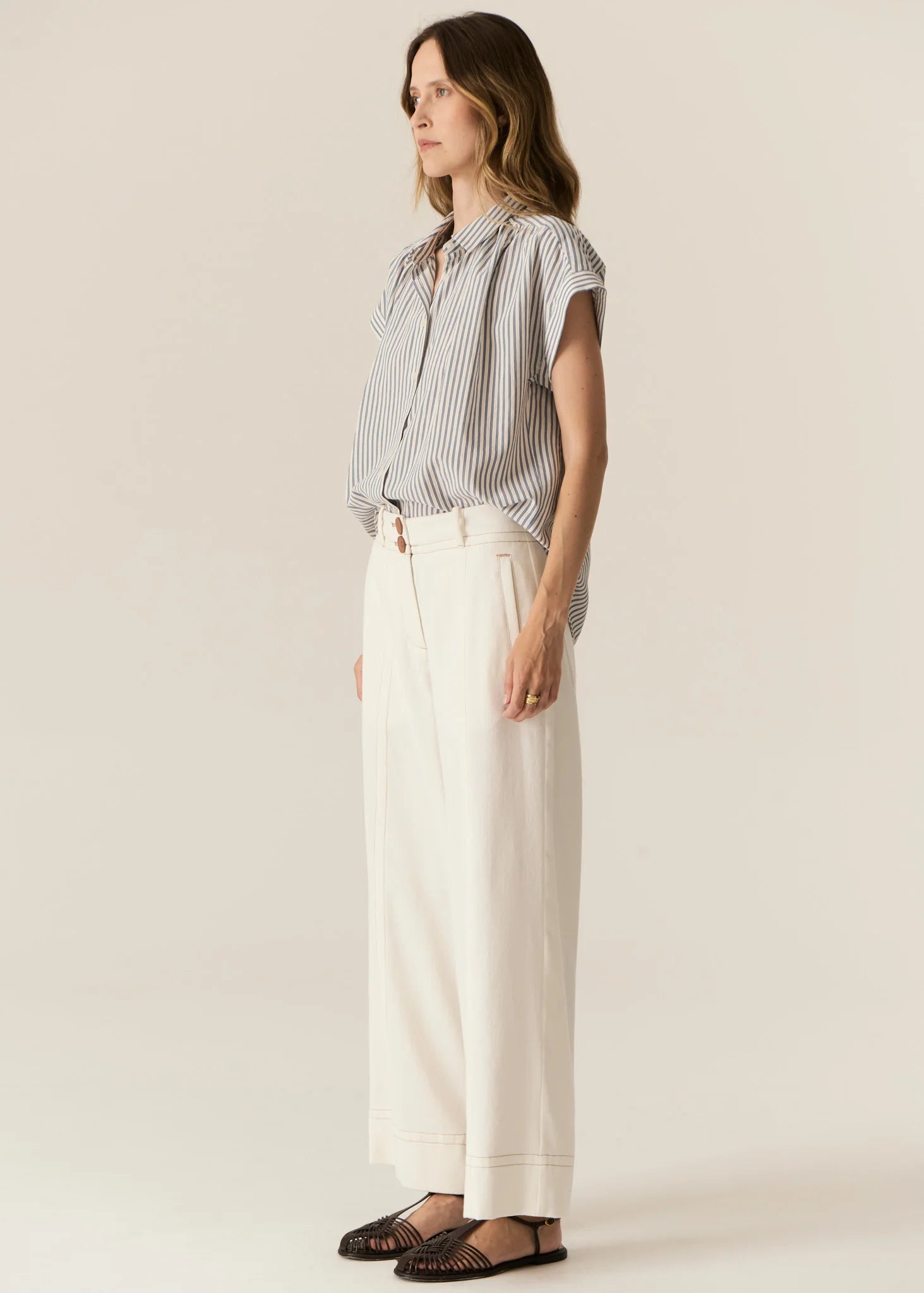 Pol Carsen Full Length Pant Ecru