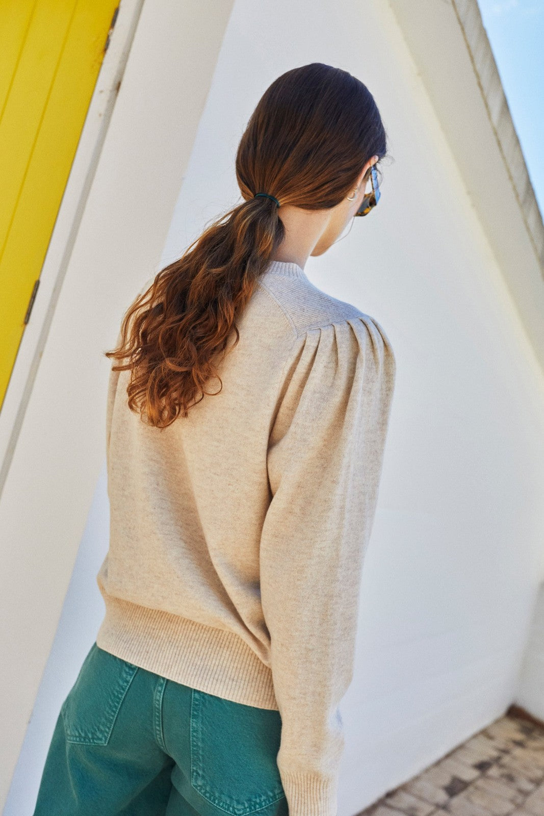 Indi & Cold RD125 Ribbed Detail Sweater Ecru