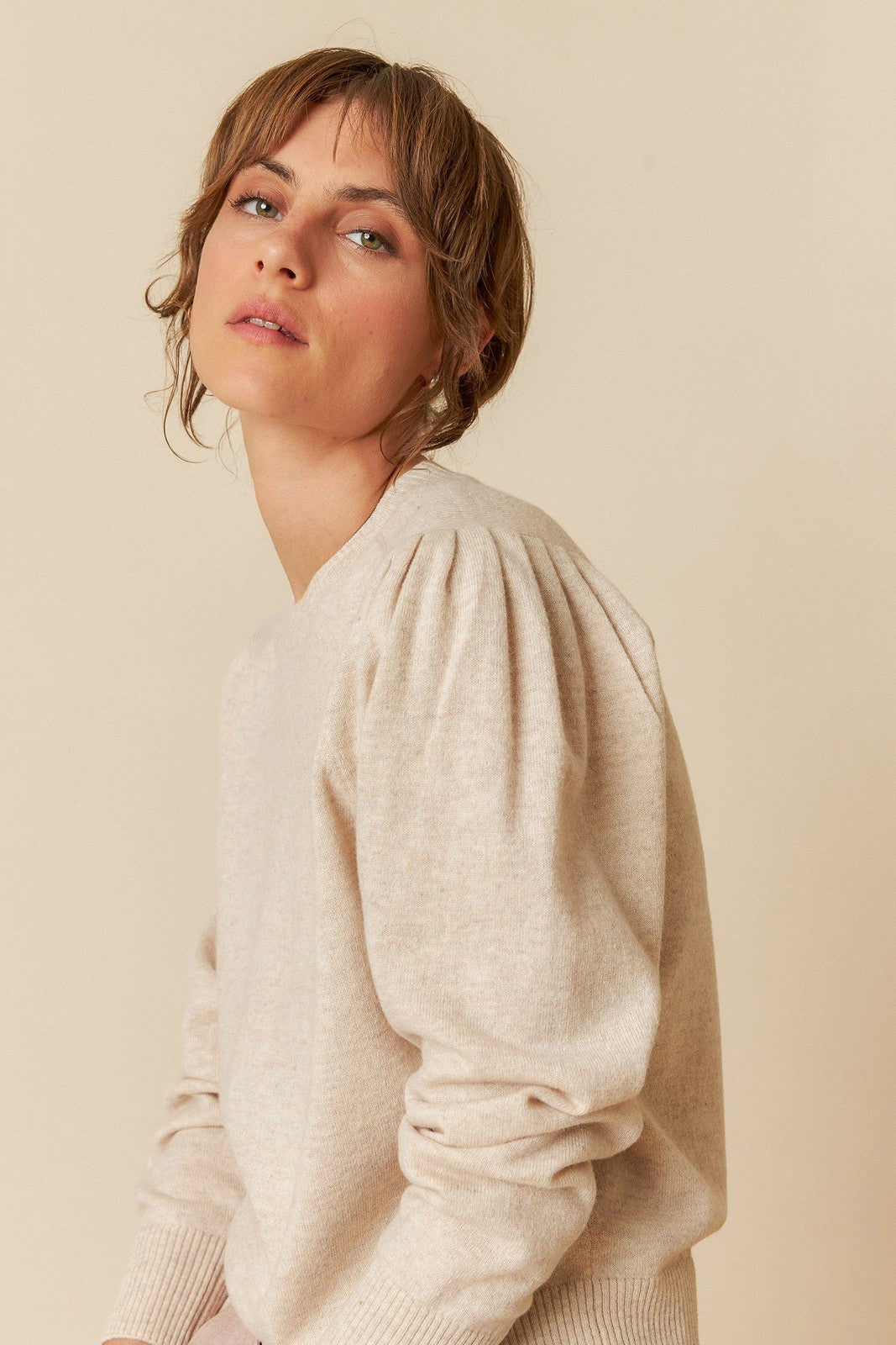 Indi & Cold RD125 Ribbed Detail Sweater Ecru
