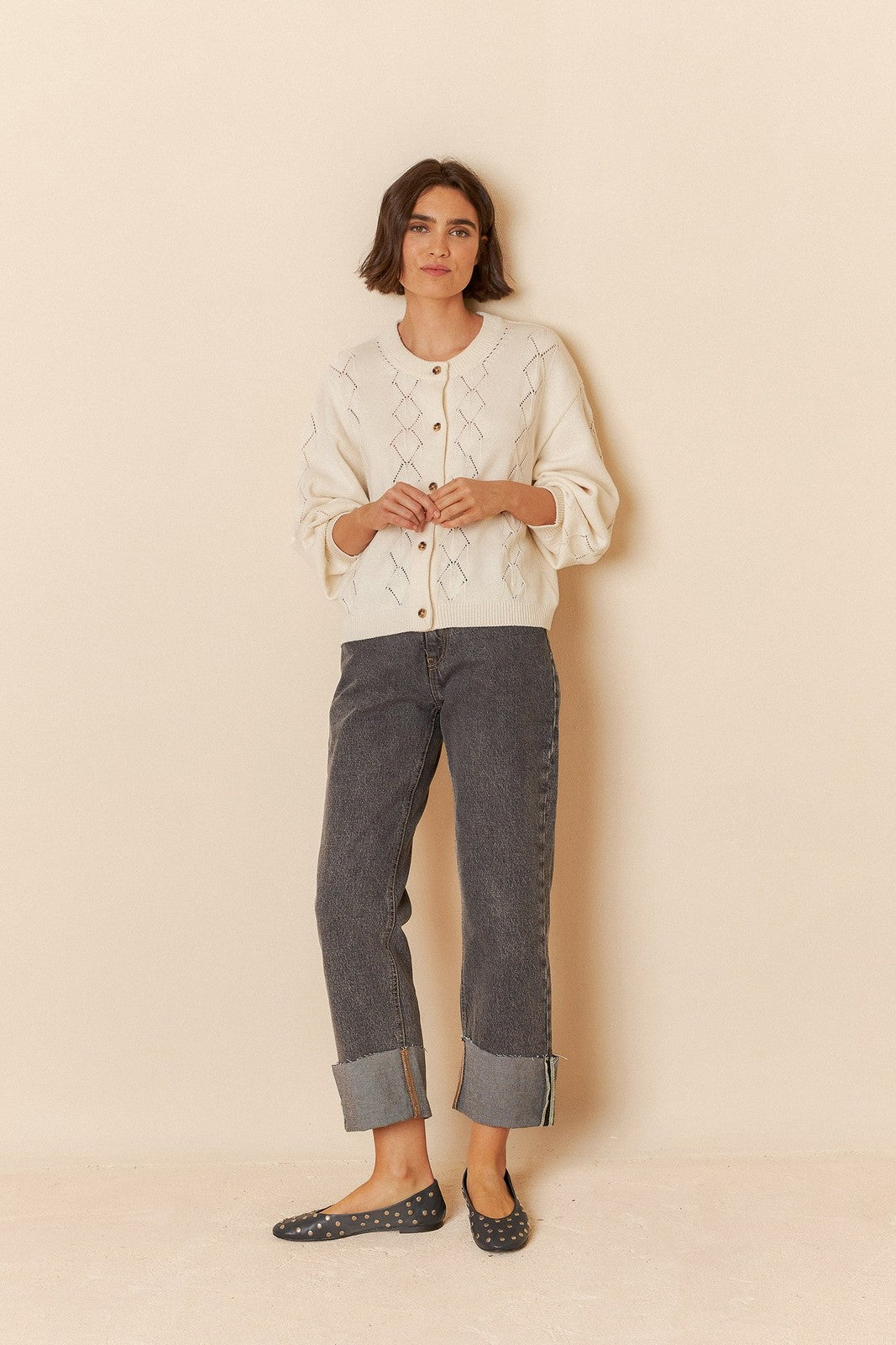 Indi & Cold RD148 Fantasy Knit Jacket White