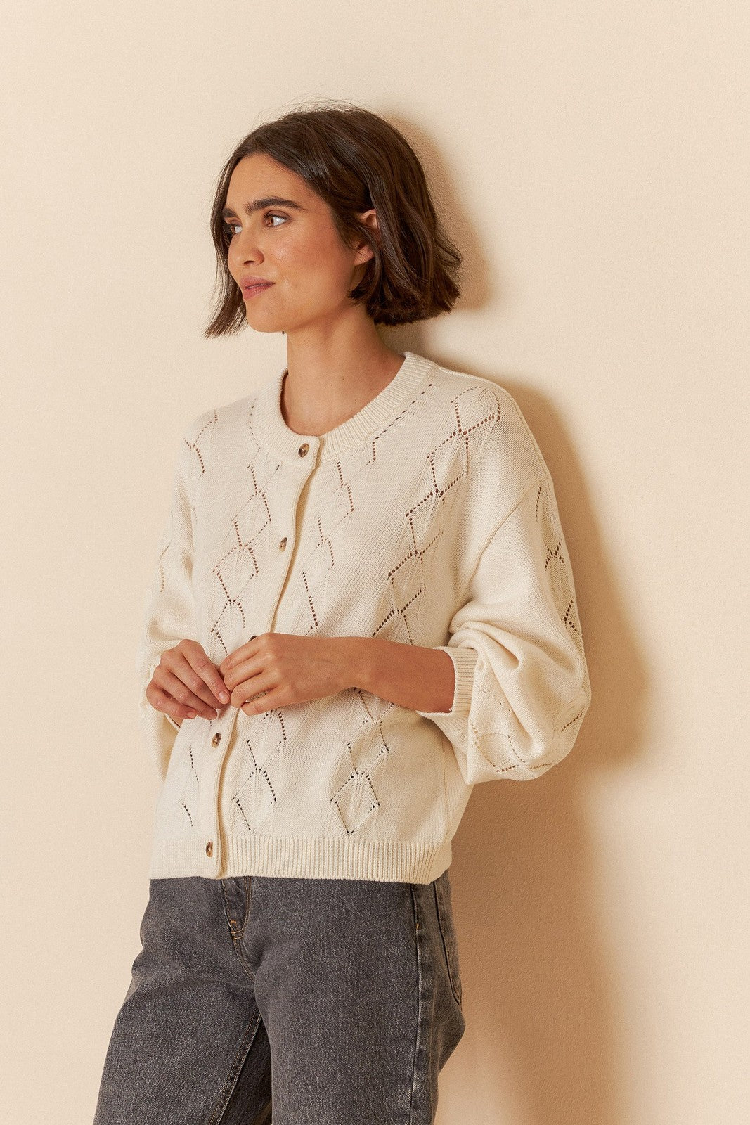 Indi & Cold RD148 Fantasy Knit Jacket White