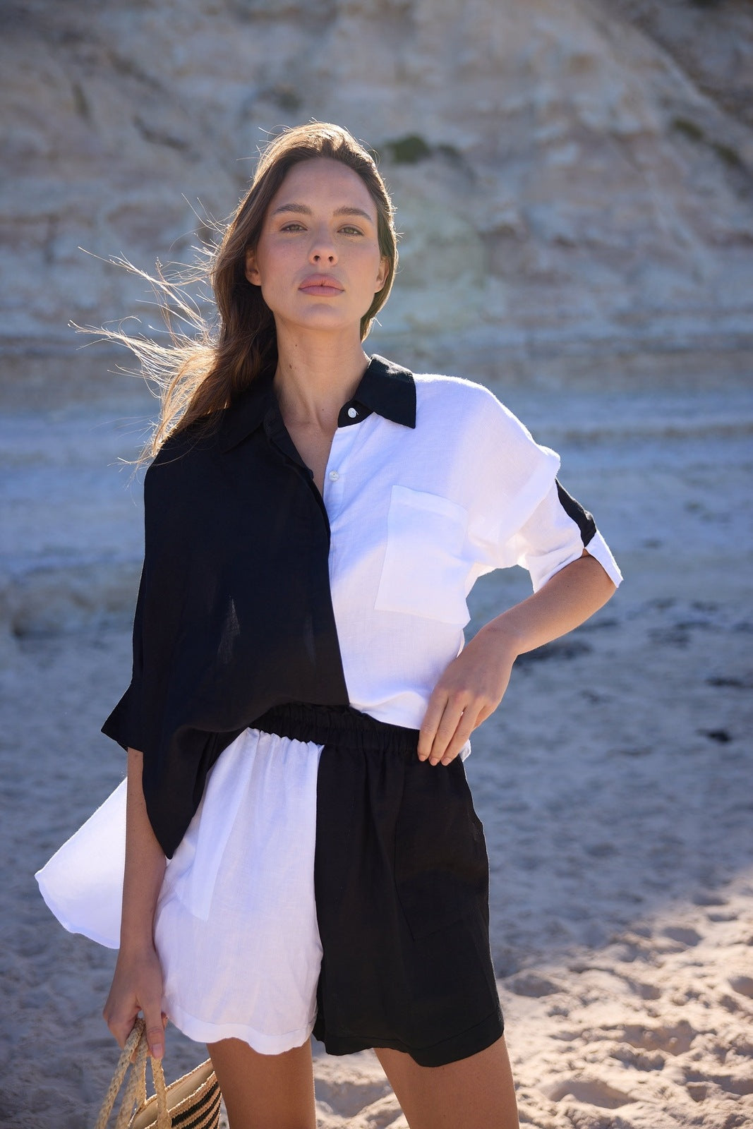 Shanty Checker Short Black and White